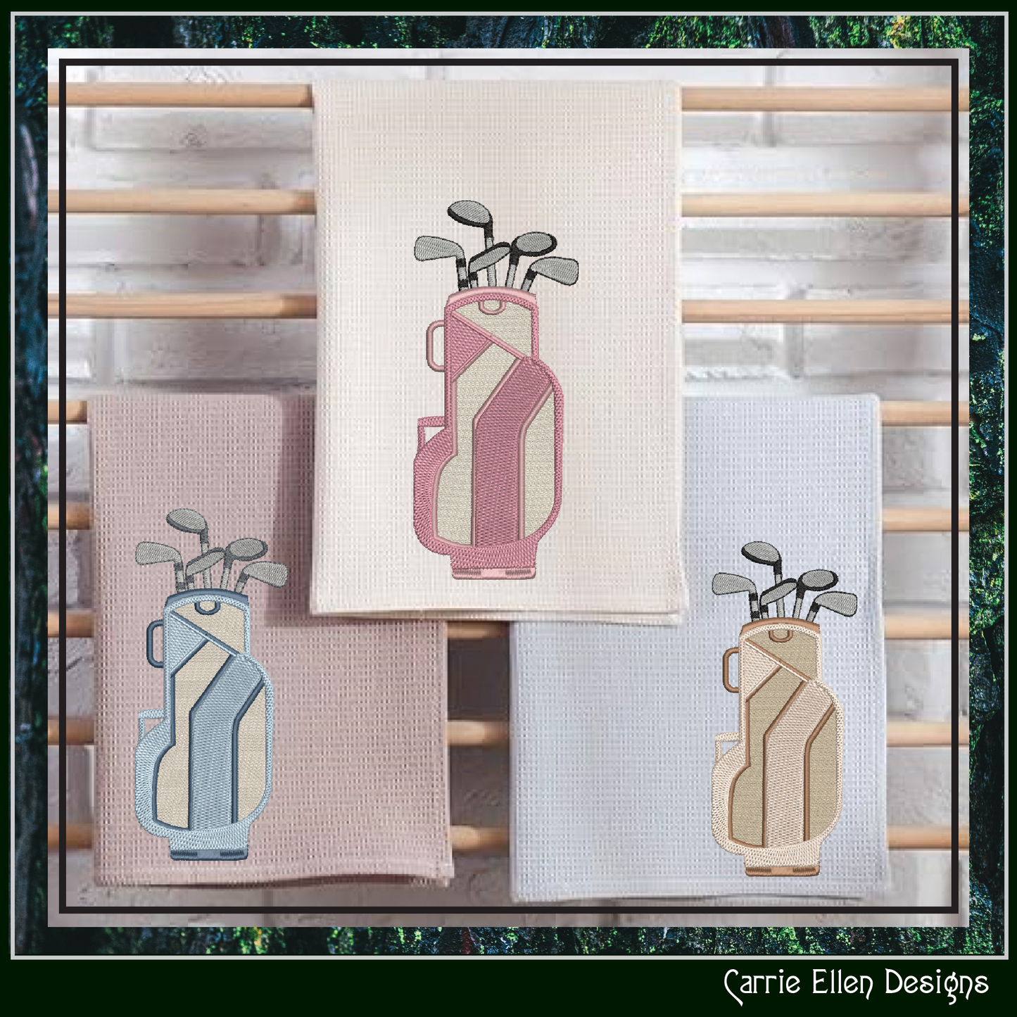 Golf Bag Machine Embroidery Design – Sporty Stitch Pattern for Golf Lovers | Golf Life Embroidery, 6 Sizes (0105)