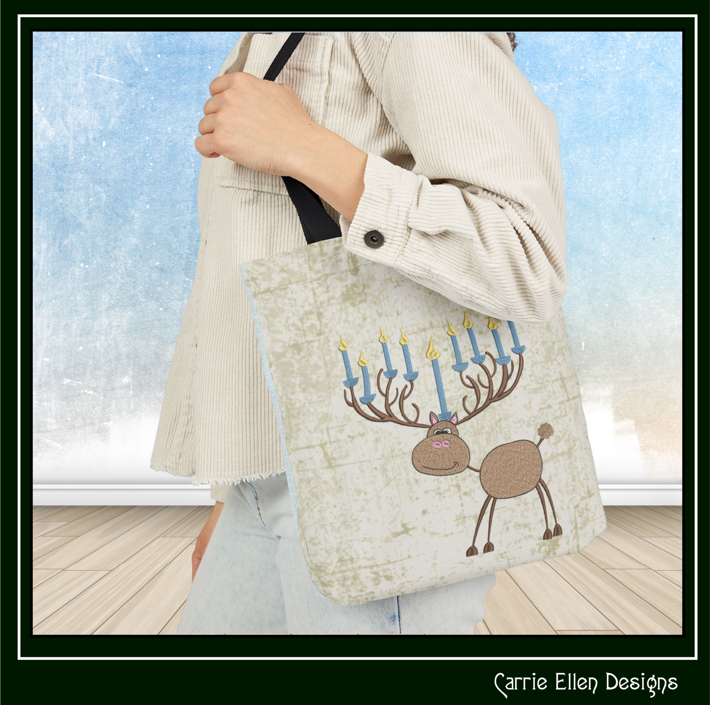 Chrismukkah Reindeer Machine Embroidery Design | Reindeer with Menorah Antlers, 6 Sizes (0142)