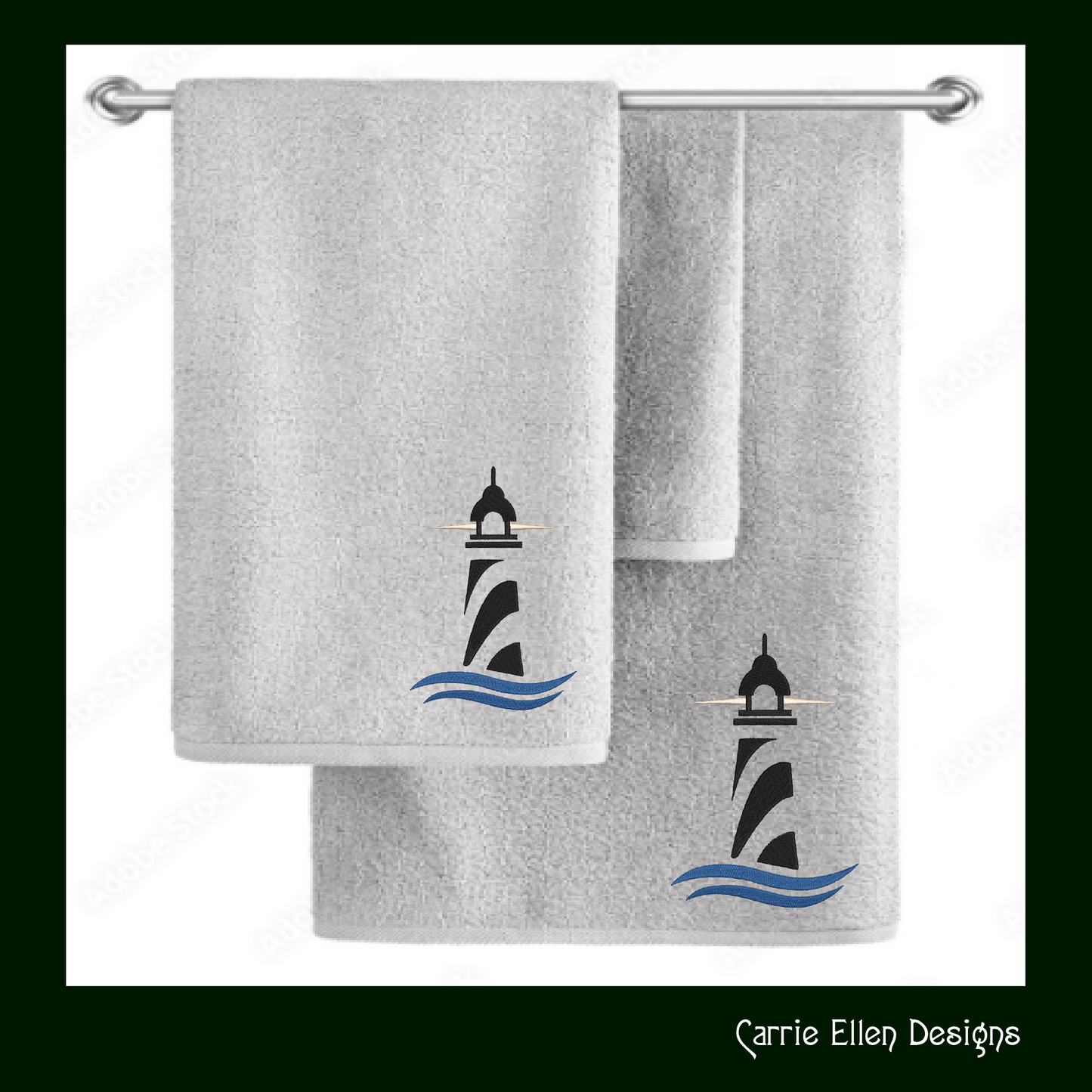 Lighthouse Machine Embroidery Design – Coastal Island Seaside Landscape Pattern, 6 Sizes (0463)