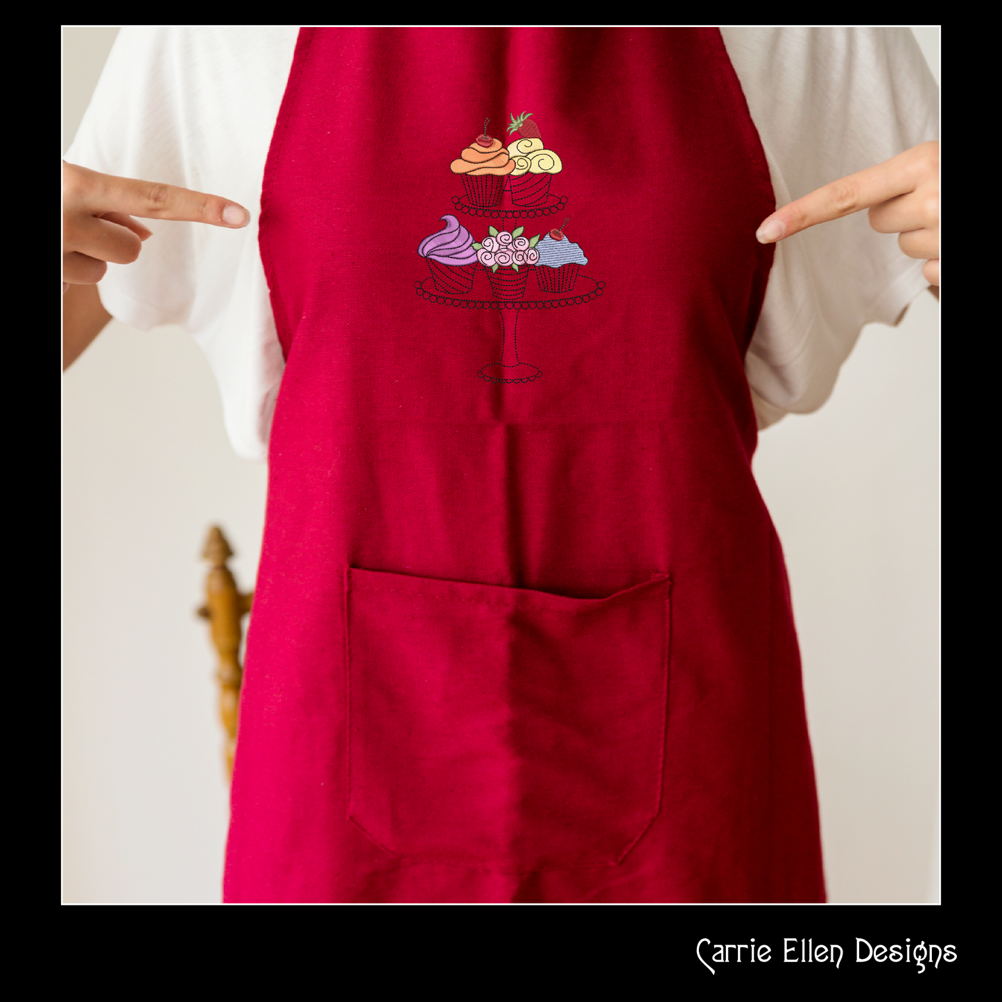 Cupcake Display Machine Embroidery Design – Cakes, Desserts & Sweet Kitchen Embroidery, 6 Sizes (0464)