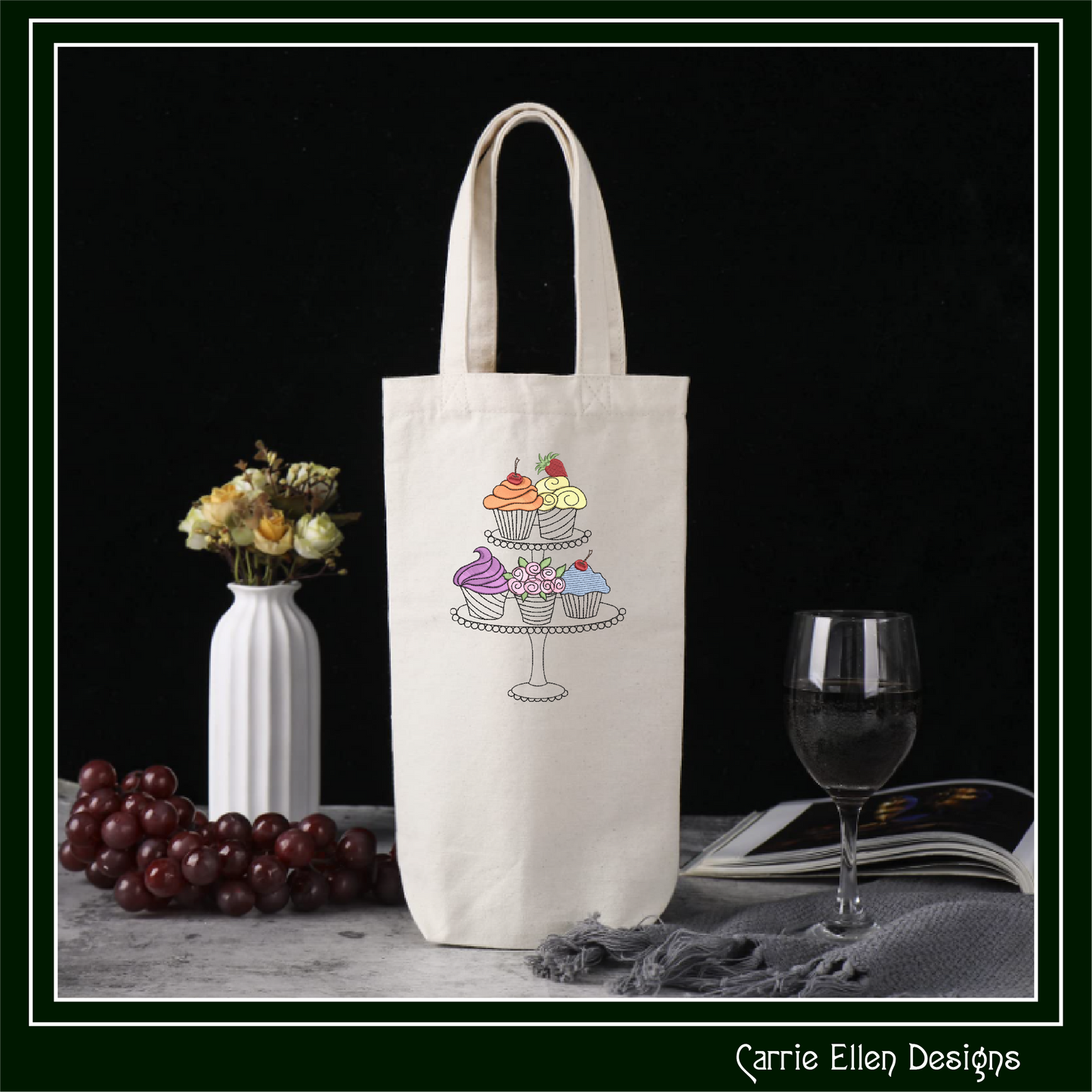 Cupcake Display Machine Embroidery Design – Cakes, Desserts & Sweet Kitchen Embroidery, 6 Sizes (0464)