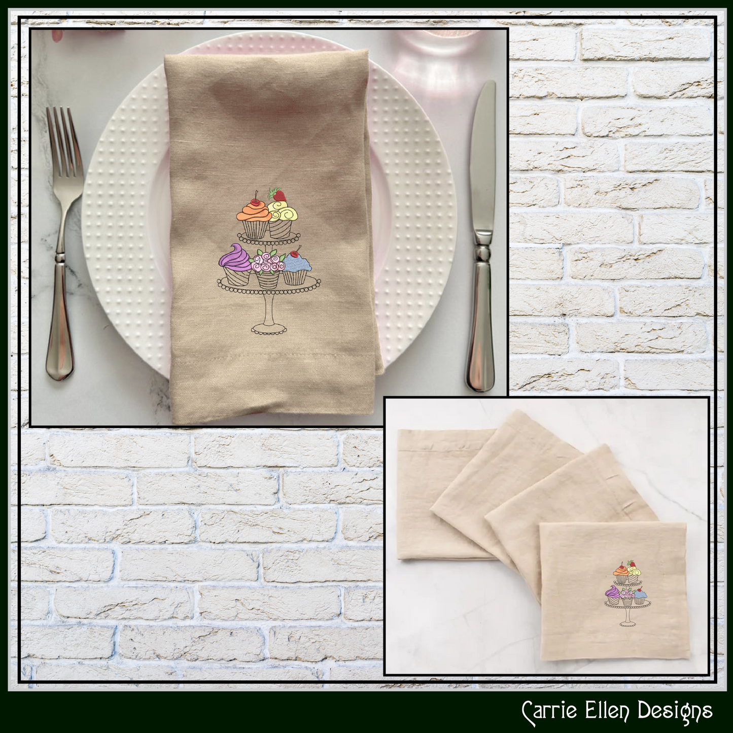 Cupcake Display Machine Embroidery Design – Cakes, Desserts & Sweet Kitchen Embroidery, 6 Sizes (0464)