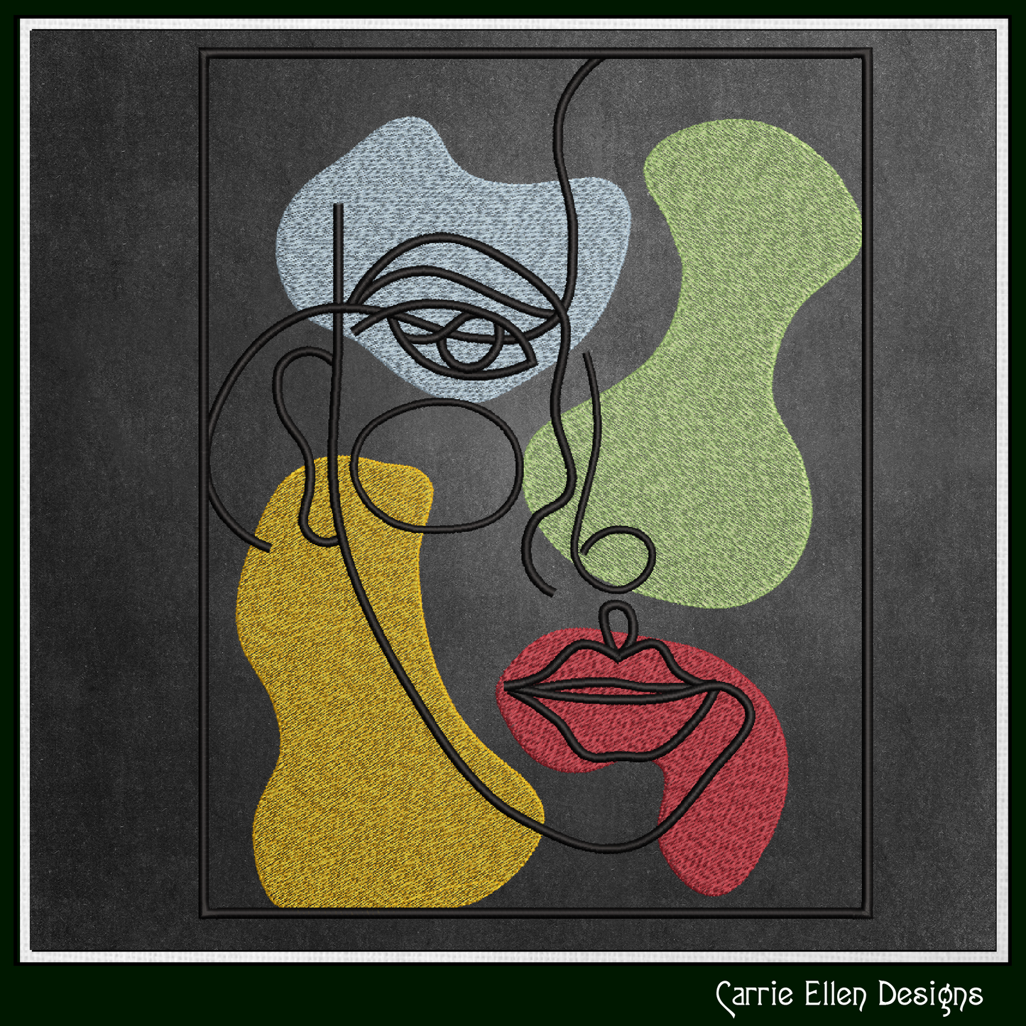 Woman Face Machine Embroidery Design – Fine Art Minimalist Portrait, Multicolor Line Art Style, 8 Sizes (0481)