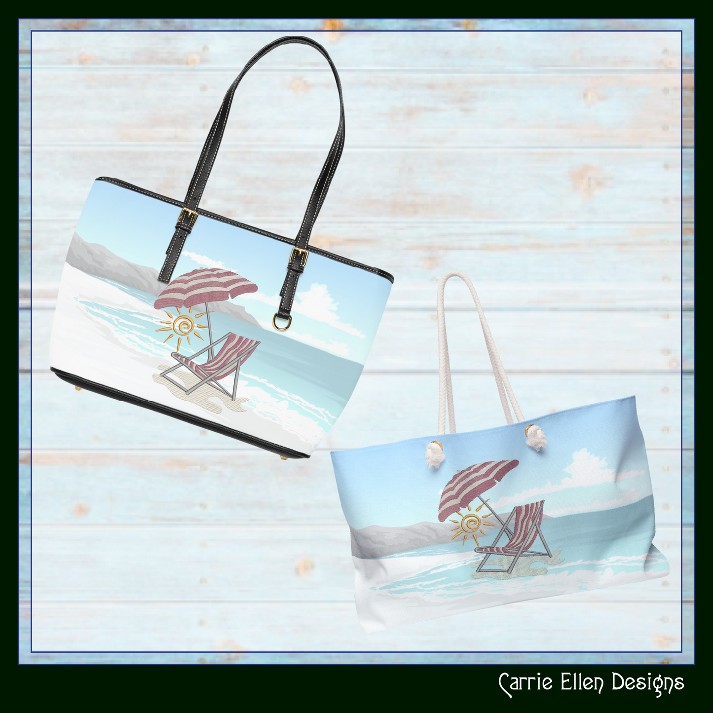 Beach Chair and Umbrella Machine Embroidery Design – Summer Vacation Beach Scene Pattern, 6 Sizes, 6 Sizes (0530)
