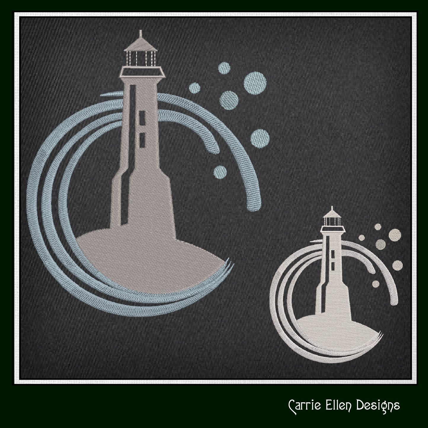 Lighthouse Machine Embroidery Design - Coastal Island Light House - Seaside Landscape Embroidery File, 6 Sizes (0660)