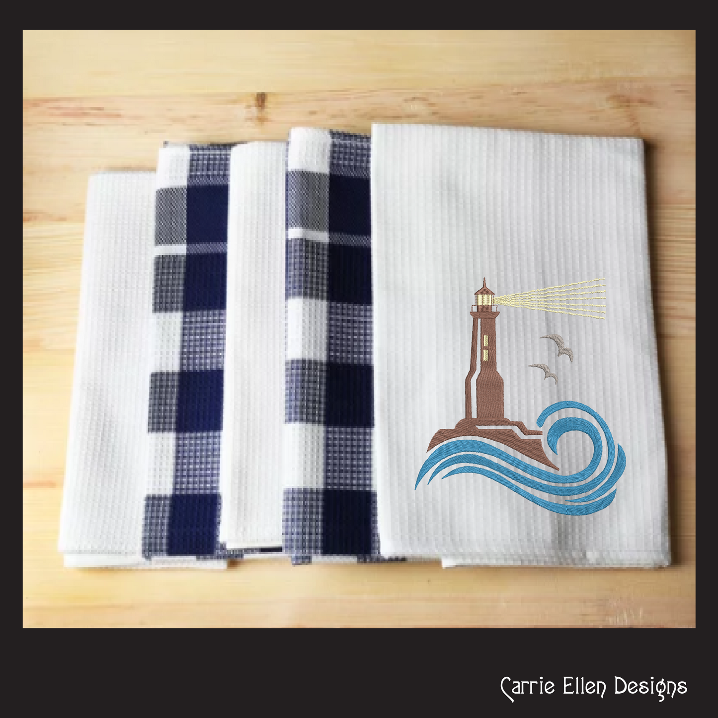 Lighthouse Machine Embroidery Design – Coastal Island Lighthouse – Seaside Landscape Embroidery File, 6 Sizes (0662)