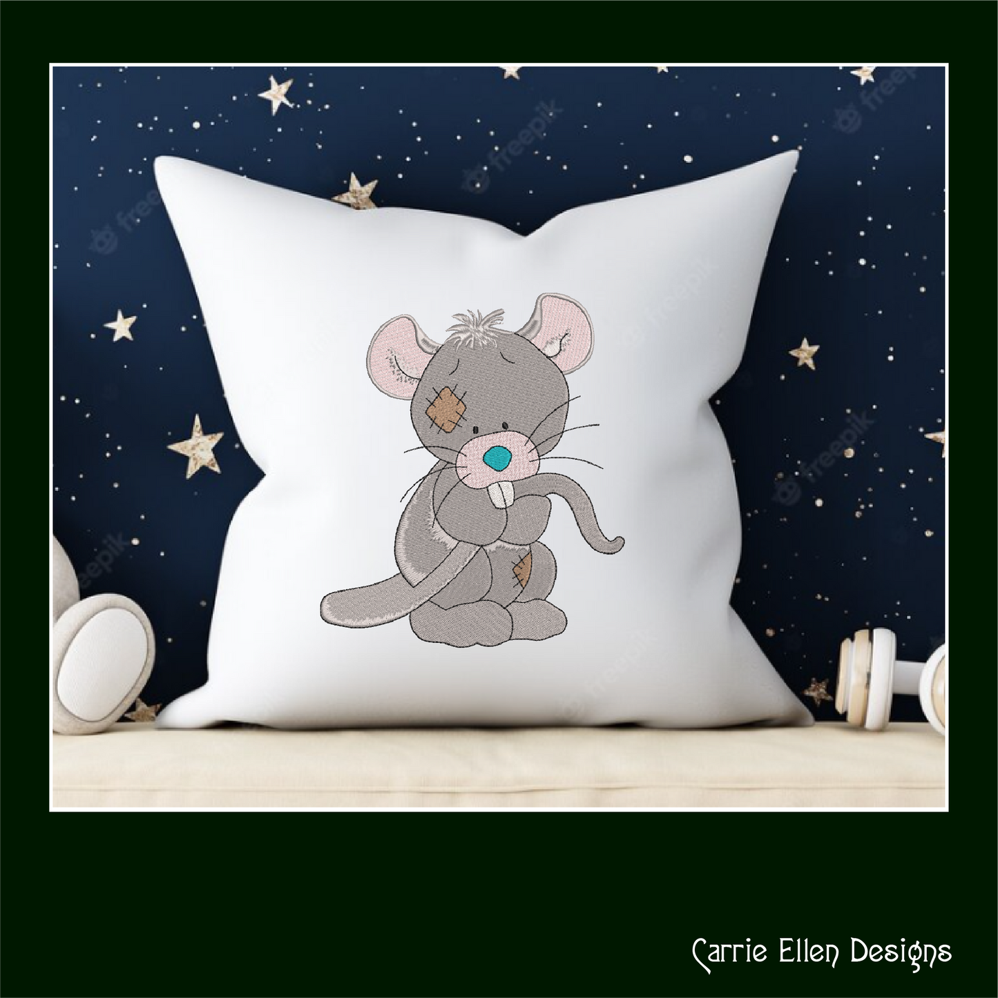 Toy Stuffed Rat Machine Embroidery Design for Babies and Kids | Vintage Plush Rat Pattern | Blue Nose Tatty Teddy Inspired | 6 Sizes (0765)