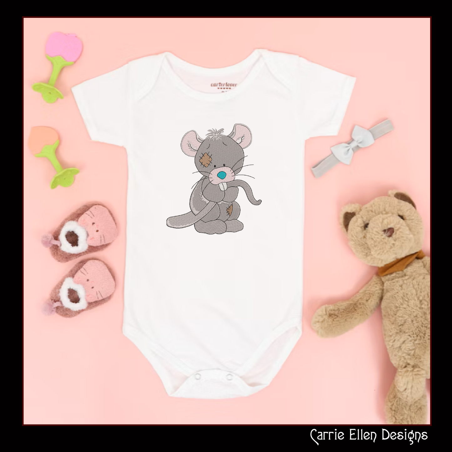 Toy Stuffed Rat Machine Embroidery Design for Babies and Kids | Vintage Plush Rat Pattern | Blue Nose Tatty Teddy Inspired | 6 Sizes (0765)
