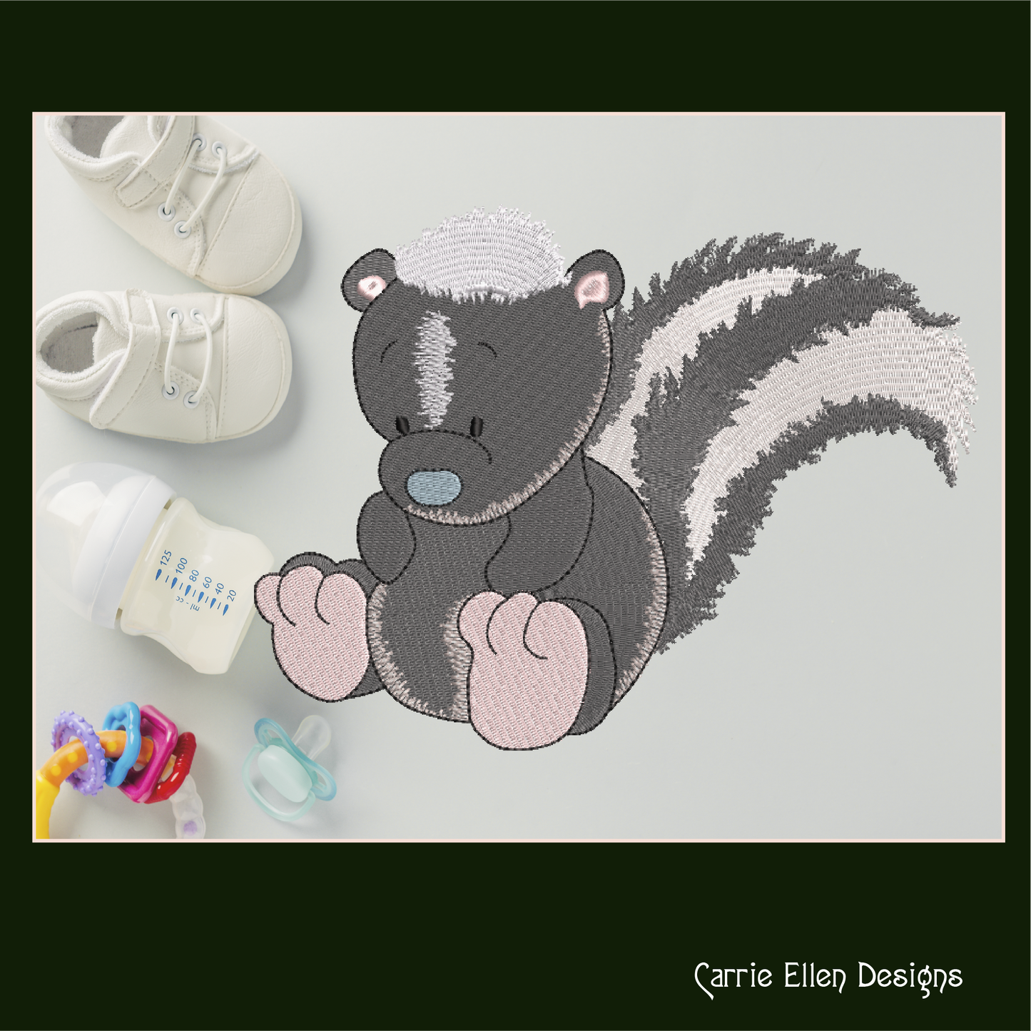 Toy Stuffed Skunk Machine Embroidery Design for Babies and Kids | Vintage Plush Skunk Pattern | Blue Nose Tatty Teddy Inspired | 6 Sizes (0766)