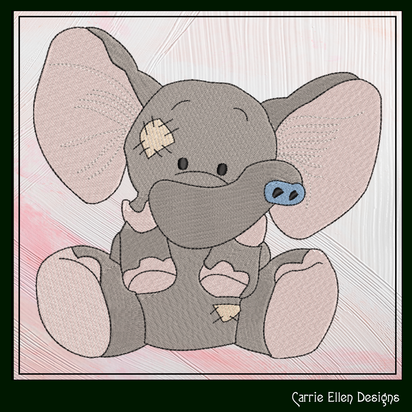 Toy Elephant Machine Embroidery Design for Babies and Kids | Vintage Stuffed Animal Pattern | Blue Nose Tatty Teddy Inspired Embroidery | 6 Sizes (0769)