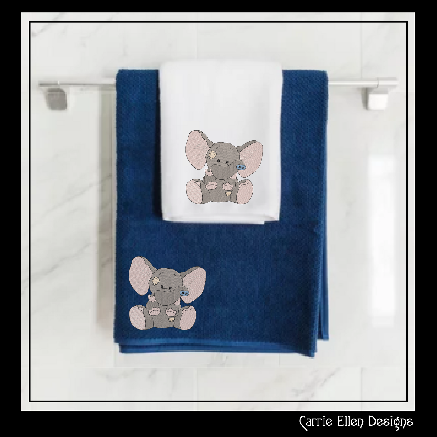 Toy Elephant Machine Embroidery Design for Babies and Kids | Vintage Stuffed Animal Pattern | Blue Nose Tatty Teddy Inspired Embroidery | 6 Sizes (0769)