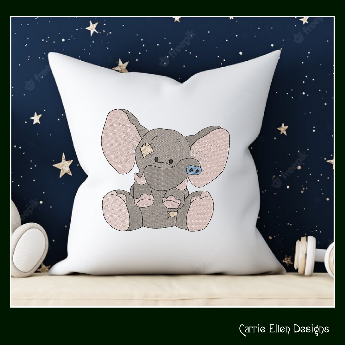 Toy Elephant Machine Embroidery Design for Babies and Kids | Vintage Stuffed Animal Pattern | Blue Nose Tatty Teddy Inspired Embroidery | 6 Sizes (0769)