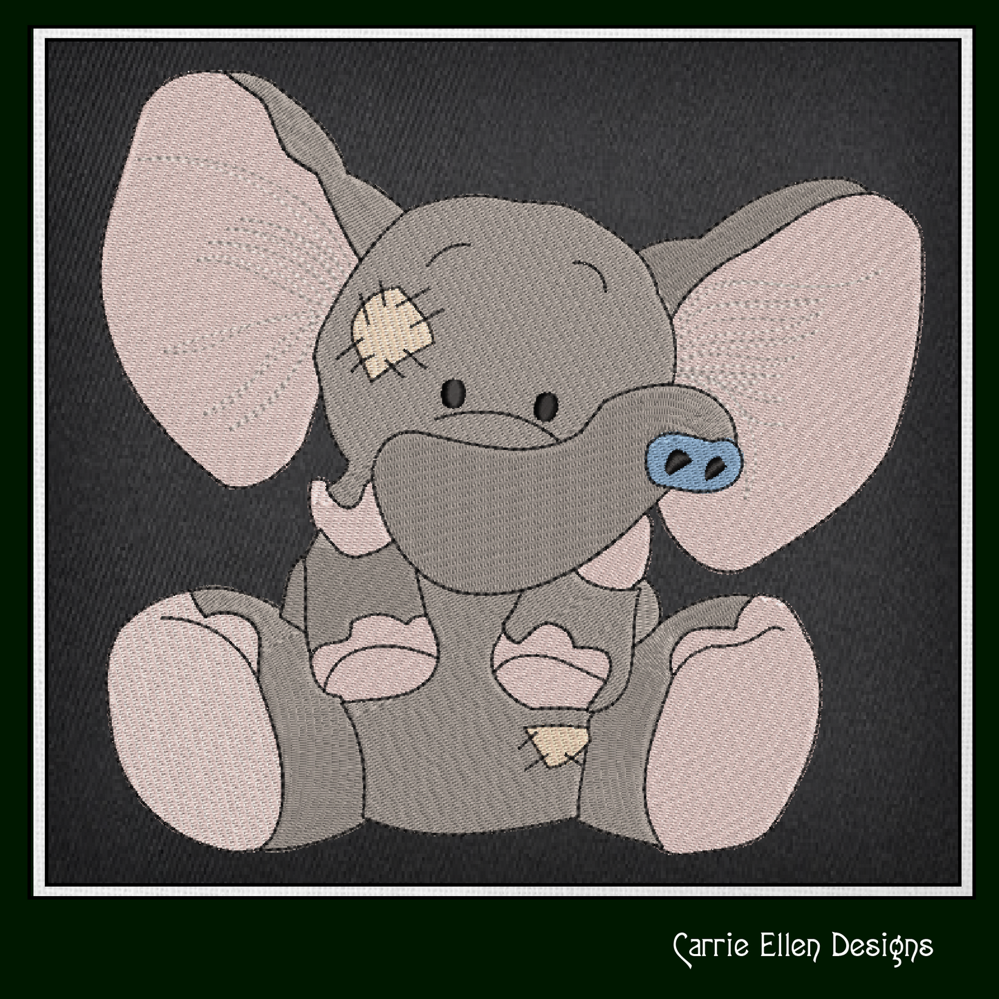 Toy Elephant Machine Embroidery Design for Babies and Kids | Vintage Stuffed Animal Pattern | Blue Nose Tatty Teddy Inspired Embroidery | 6 Sizes (0769)