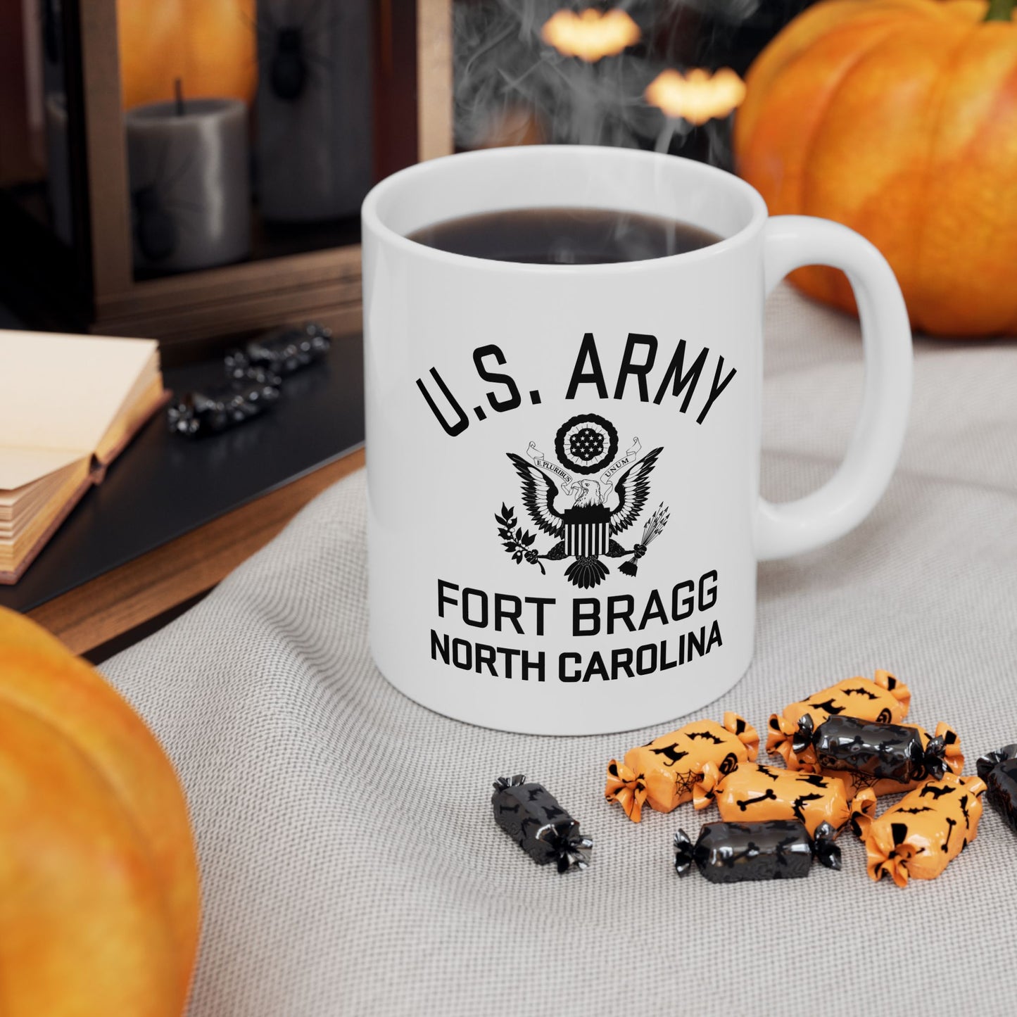US Army Fort Bragg Eagle Emblem Ceramic Mug – Vintage WWII U.S. Army Reproduction – 11oz & 15oz (P-6040)