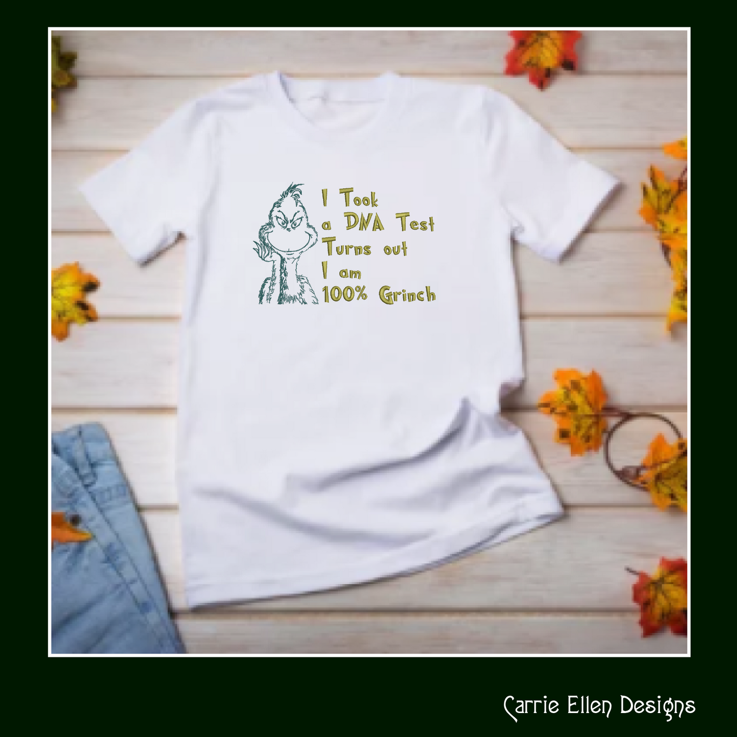 100% Grinch Machine Embroidery Design – Funny Holiday Saying, Christmas Snark Quote, 8 Sizes (1017)