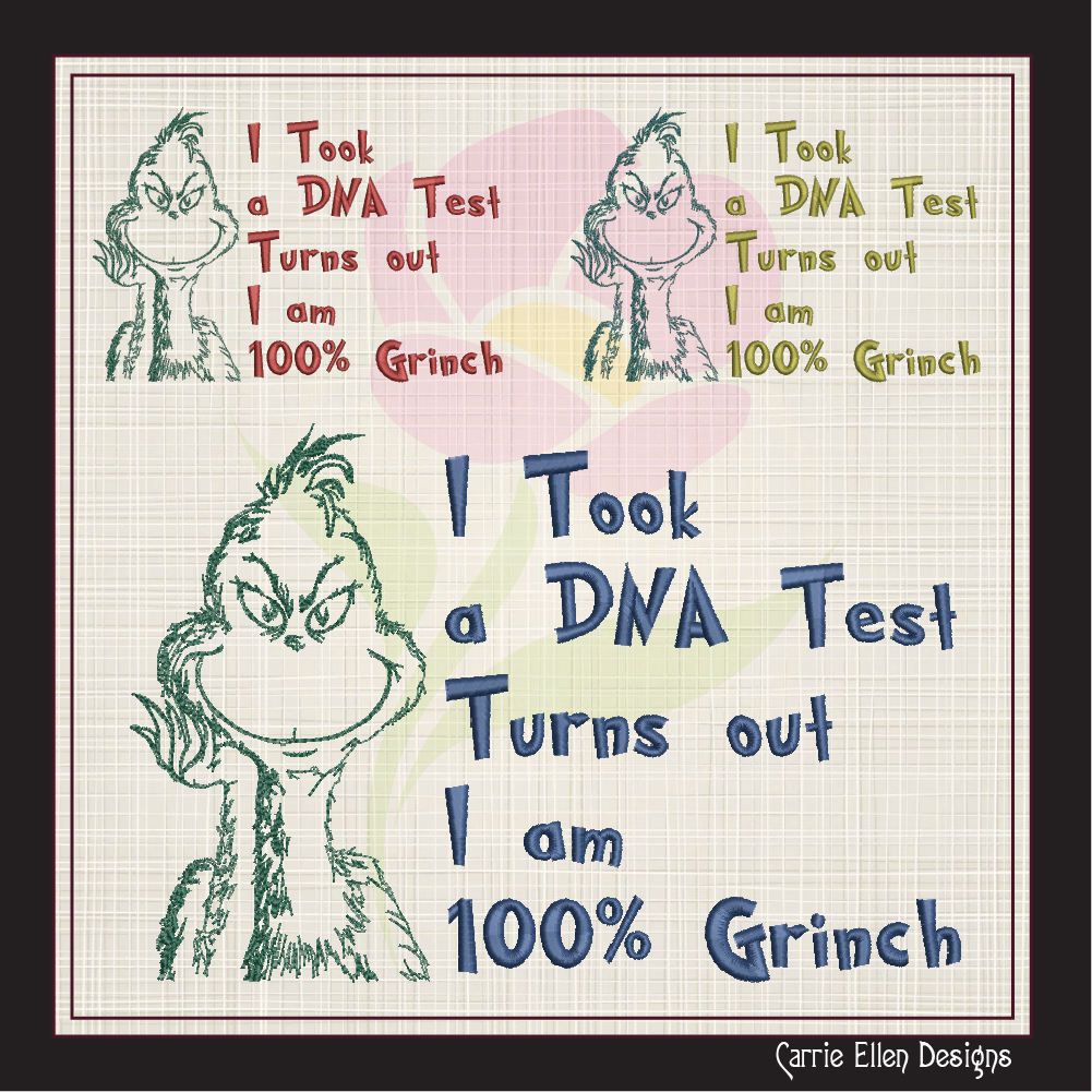 100% Grinch Machine Embroidery Design – Funny Holiday Saying, Christmas Snark Quote, 8 Sizes (1017)