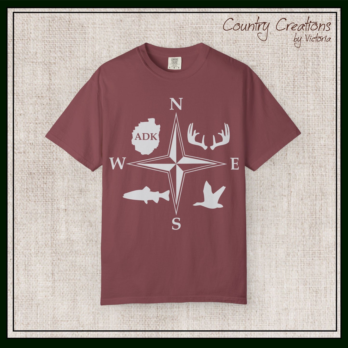 Adirondack Adventurers Compass Comfort Colors Short Sleeve Unisex T-Shirt - ADK Hunters Compass (P6027)