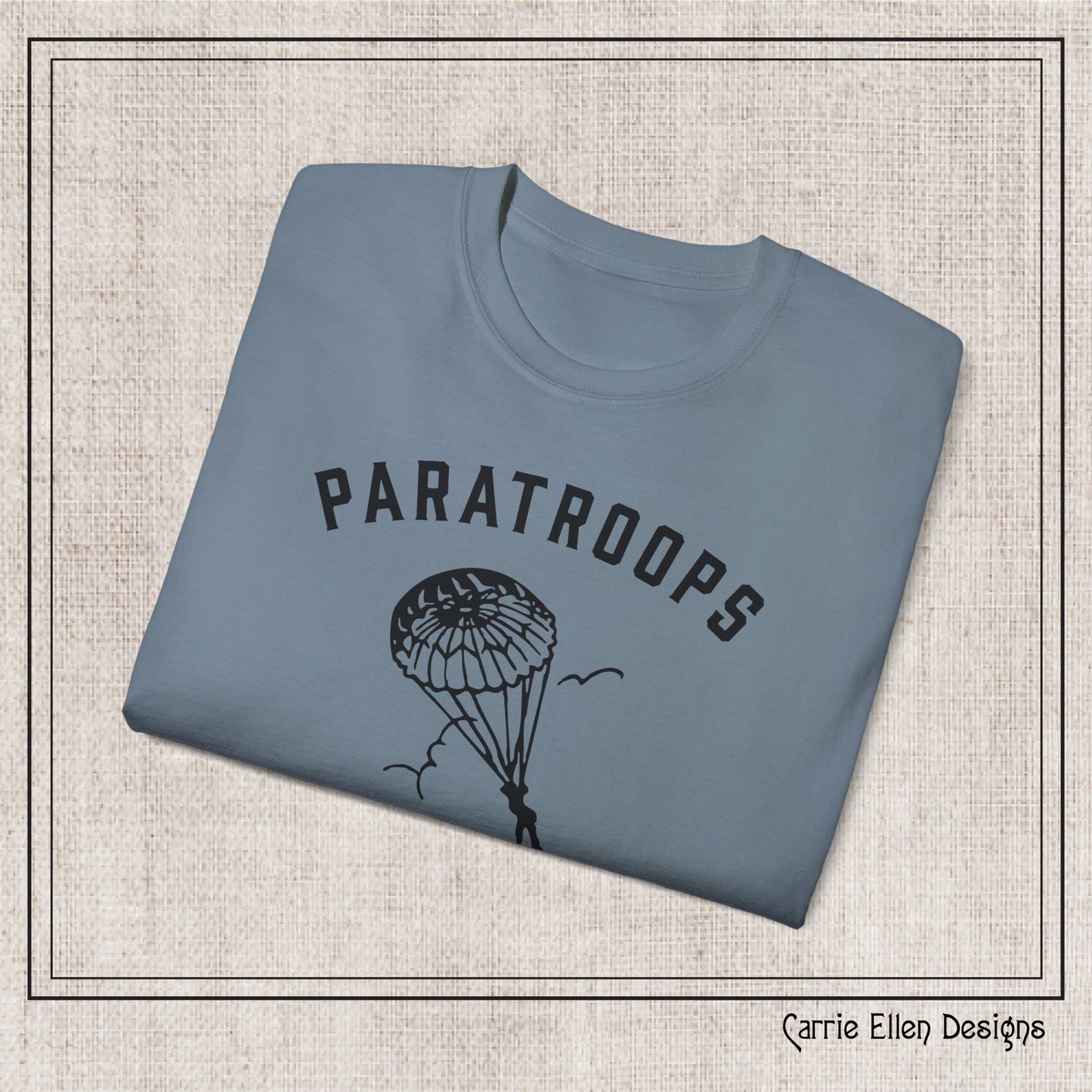 Camp Mackall Paratroops Short Sleeve T-Shirt – Vintage WWII Military Camp Design – Heavyweight 100% Cotton Tee (P-6032)