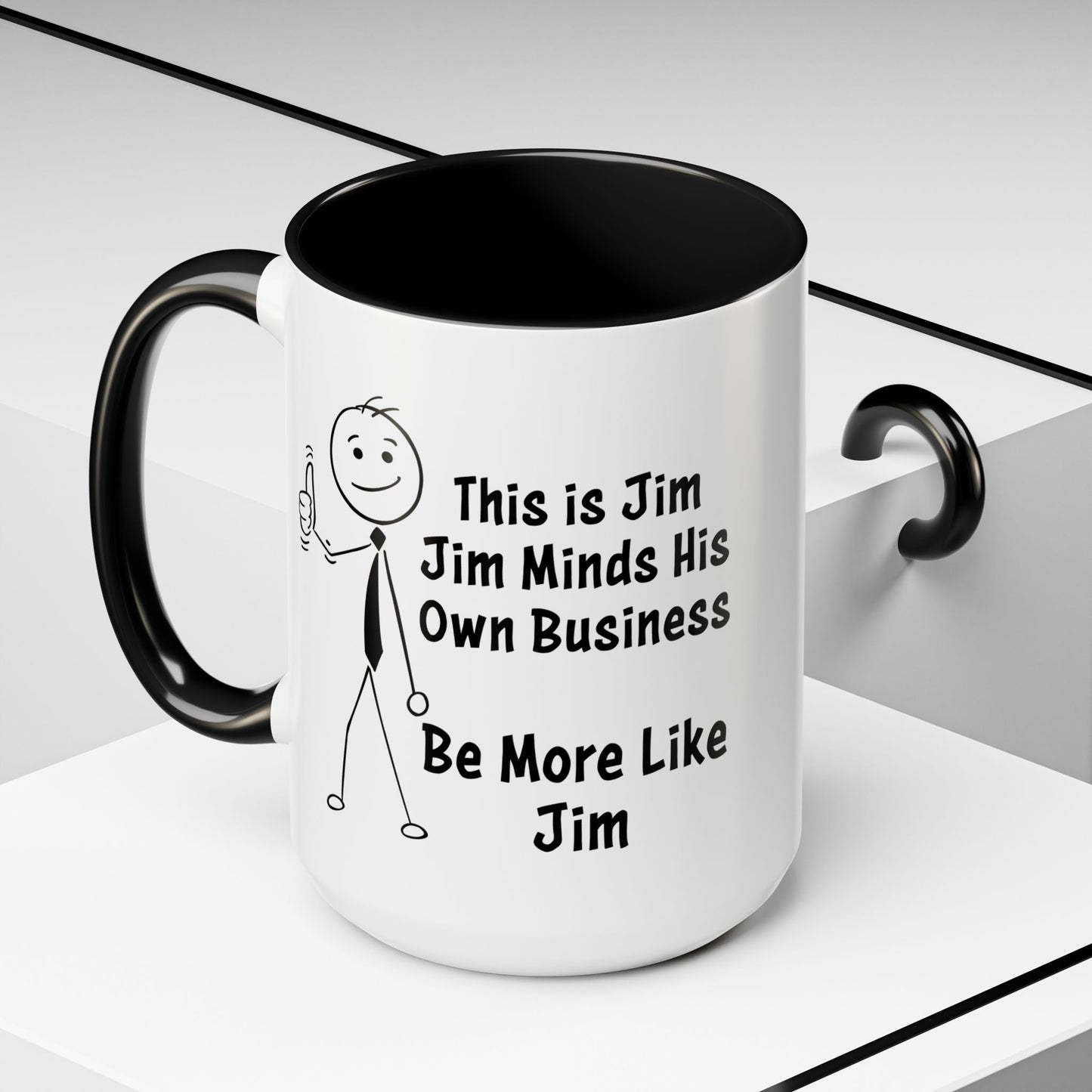 Funny Stick Figure "This is Jim" Accent Color Ceramic Mug | Snarky Humor Coffee Mug, Perfect for Home or Office Decor (P-6050)