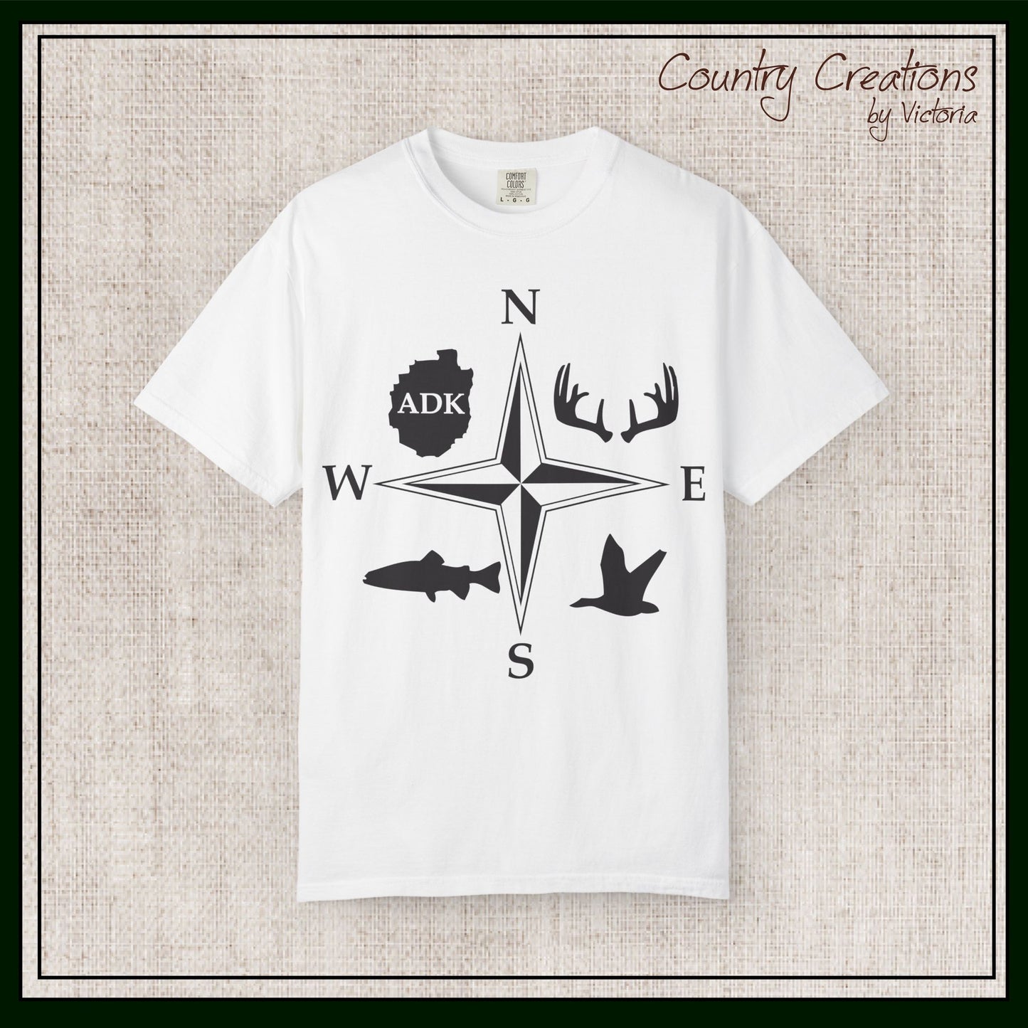 Adirondack Adventurers Compass Comfort Colors Short Sleeve Unisex T-Shirt - ADK Hunters Compass (P6027)