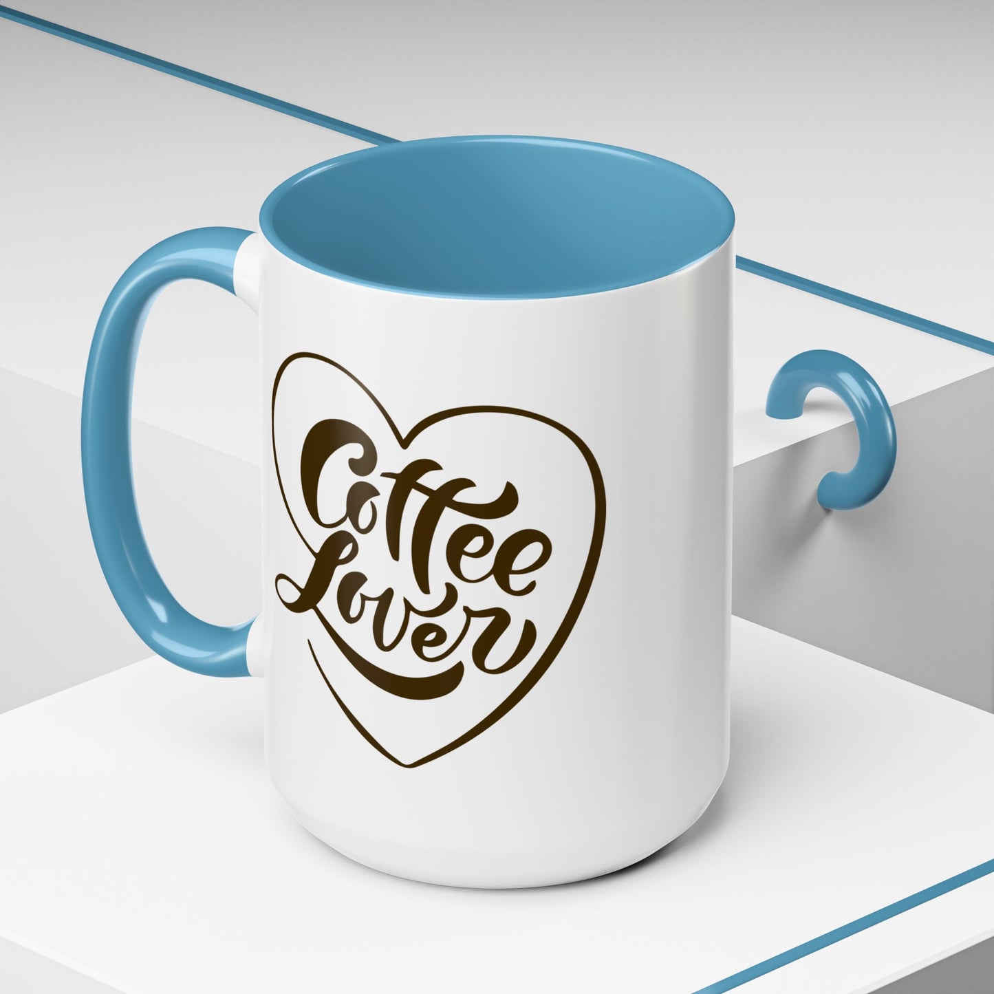 Coffee Lover Color Accent Ceramic Mug – Cute Printed Coffee Gift for Coffeeholics, Baristas, and Caffeine Addicts (P-6061)