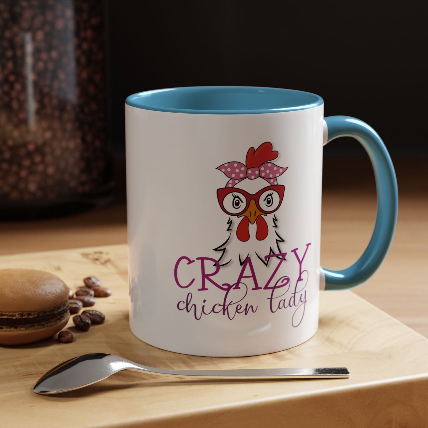 Crazy Chicken Lady Accent Coffee Mug | Funny Gift for Chicken Lovers, Farmhouse Décor | 11oz & 15oz (P-6077)