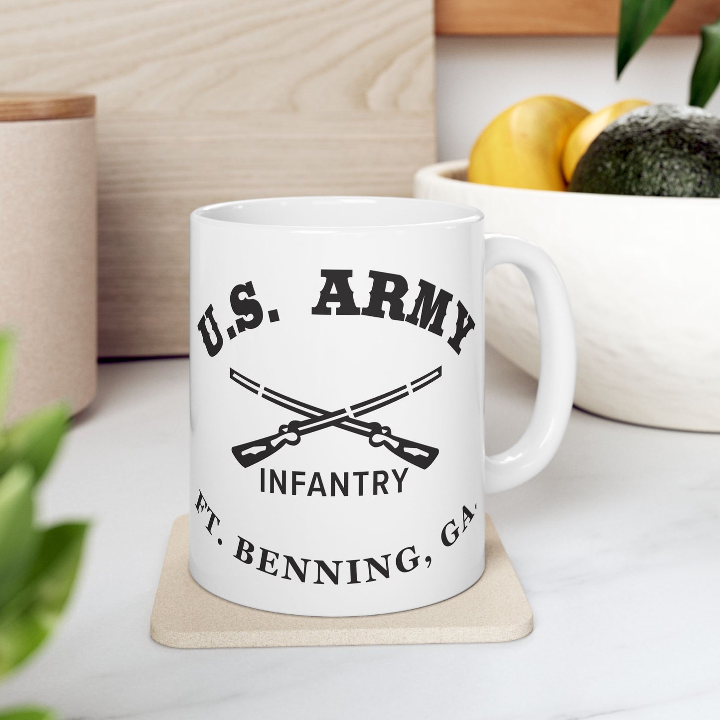 US Army Fort Benning Infantry Ceramic Mug – Vintage WWII U.S. Army Reproduction – 11oz & 15oz (P-6044)
