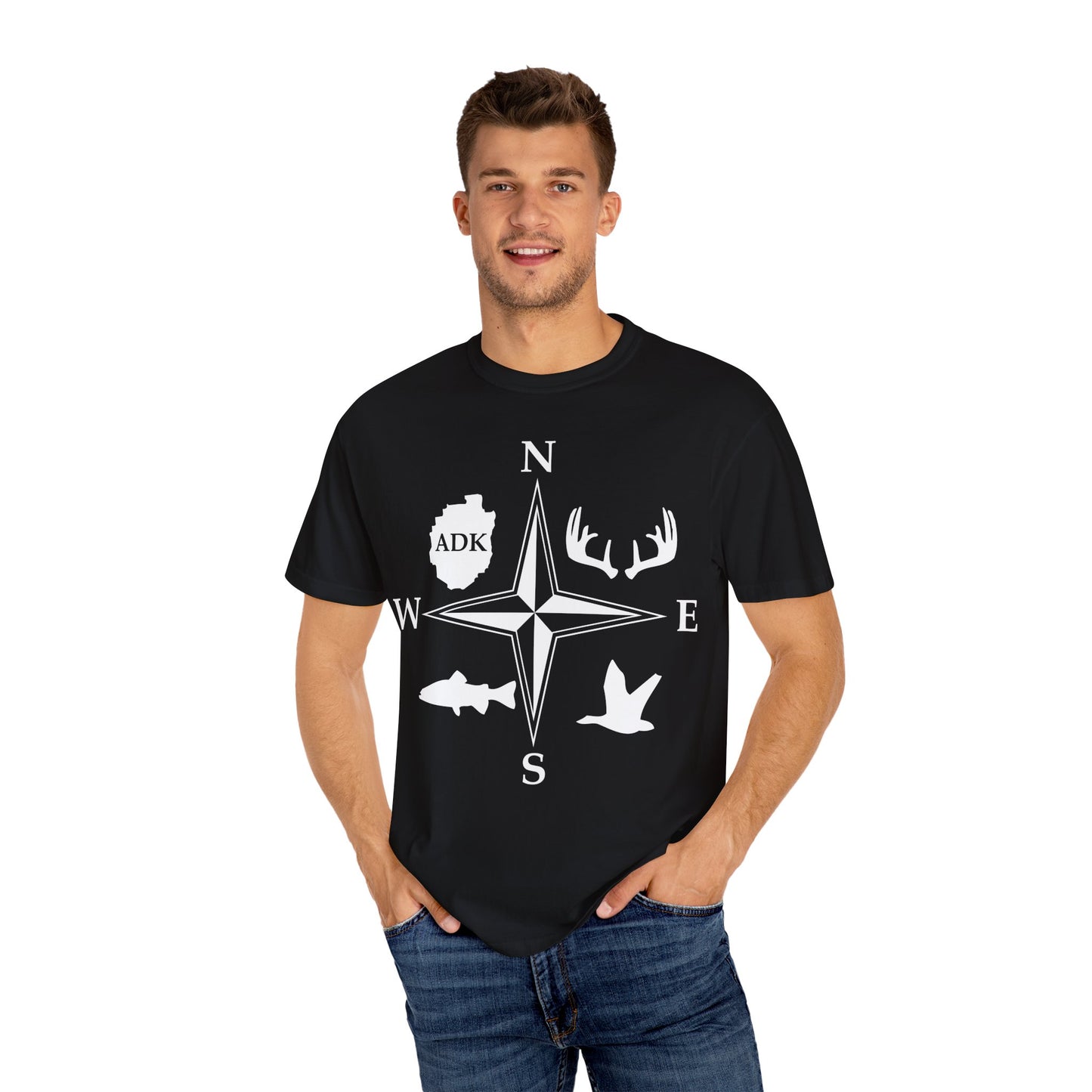 Adirondack Adventurers Compass Comfort Colors Short Sleeve Unisex T-Shirt - ADK Hunters Compass (P6027)