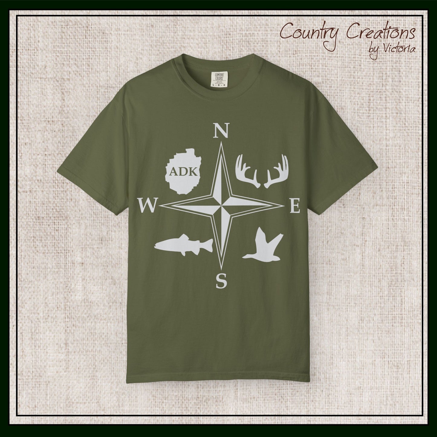 Adirondack Adventurers Compass Comfort Colors Short Sleeve Unisex T-Shirt - ADK Hunters Compass (P6027)
