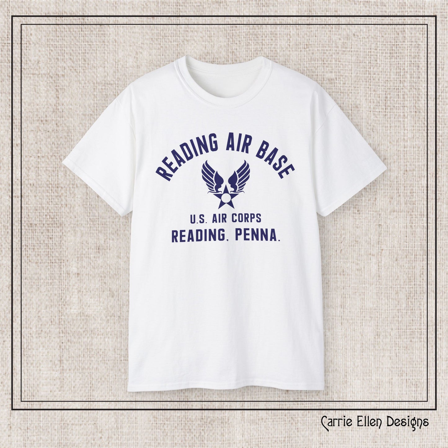 Reading Air Base Short Sleeve Cotton T-Shirt, Vintage WWII Military Design – Heavyweight 100% Cotton Tee (P-6037)
