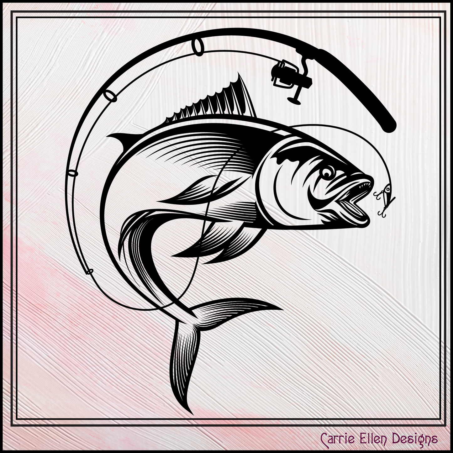 Bass Fishing SVG Vector Design, Fishing Pole Wide Mouth Bass Design (1211)