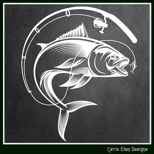 Bass Fishing SVG Vector Design, Fishing Pole Wide Mouth Bass Design (1211)