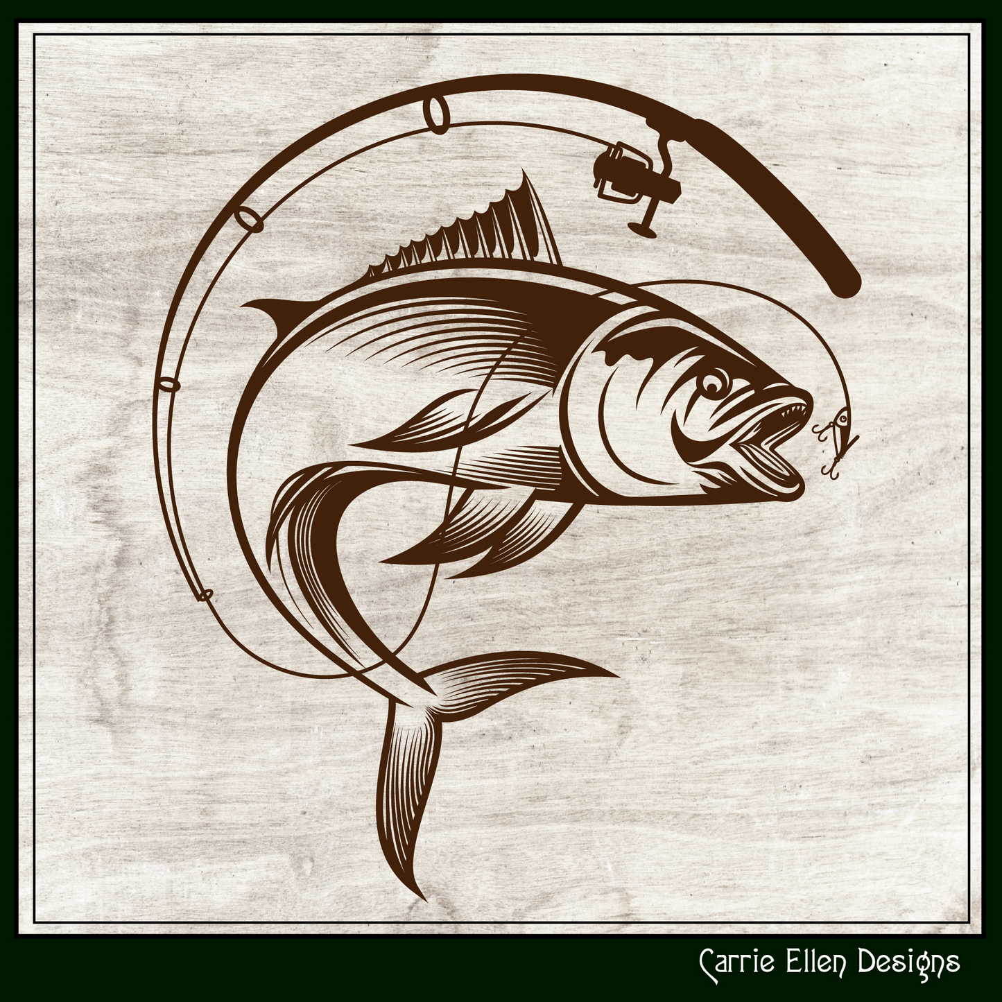 Bass Fishing SVG Vector Design, Fishing Pole Wide Mouth Bass Design (1211)
