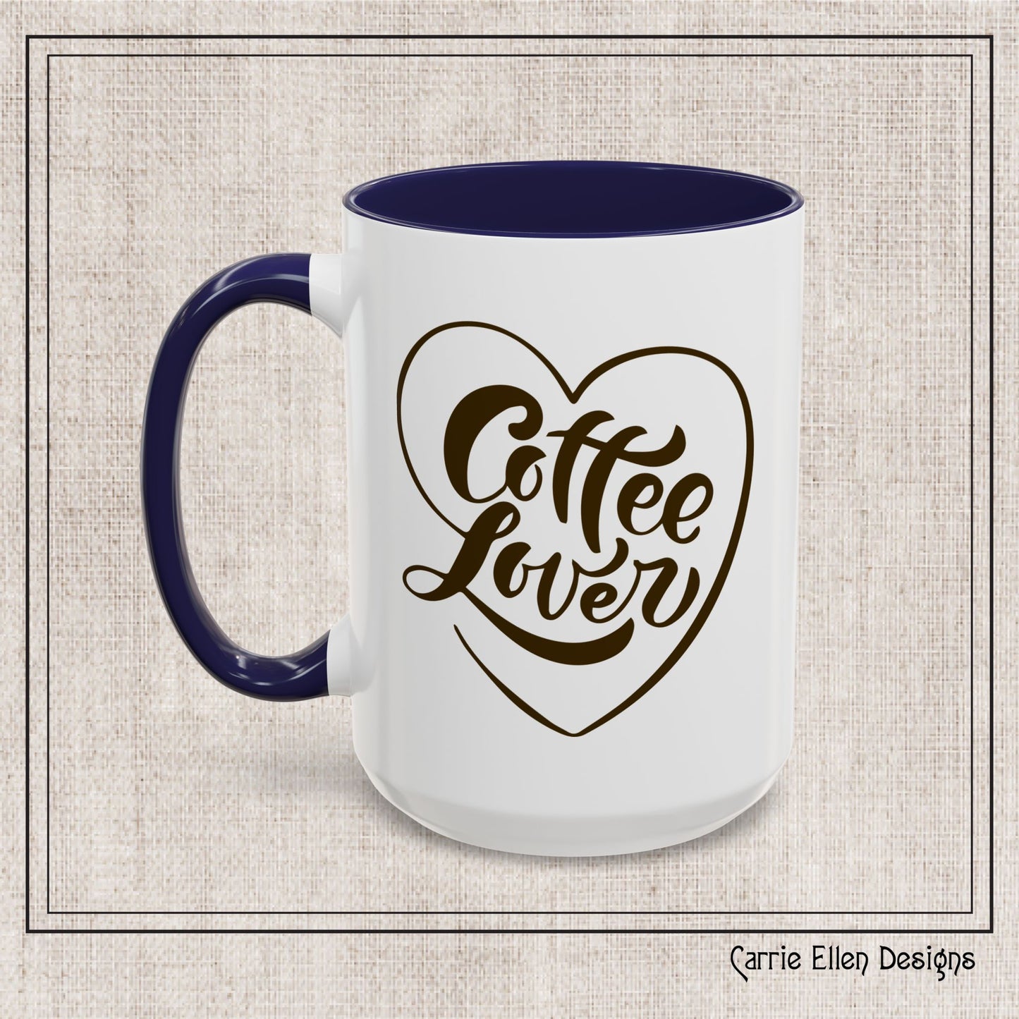 Coffee Lover Color Accent Ceramic Mug – Cute Printed Coffee Gift for Coffeeholics, Baristas, and Caffeine Addicts (P-6061)