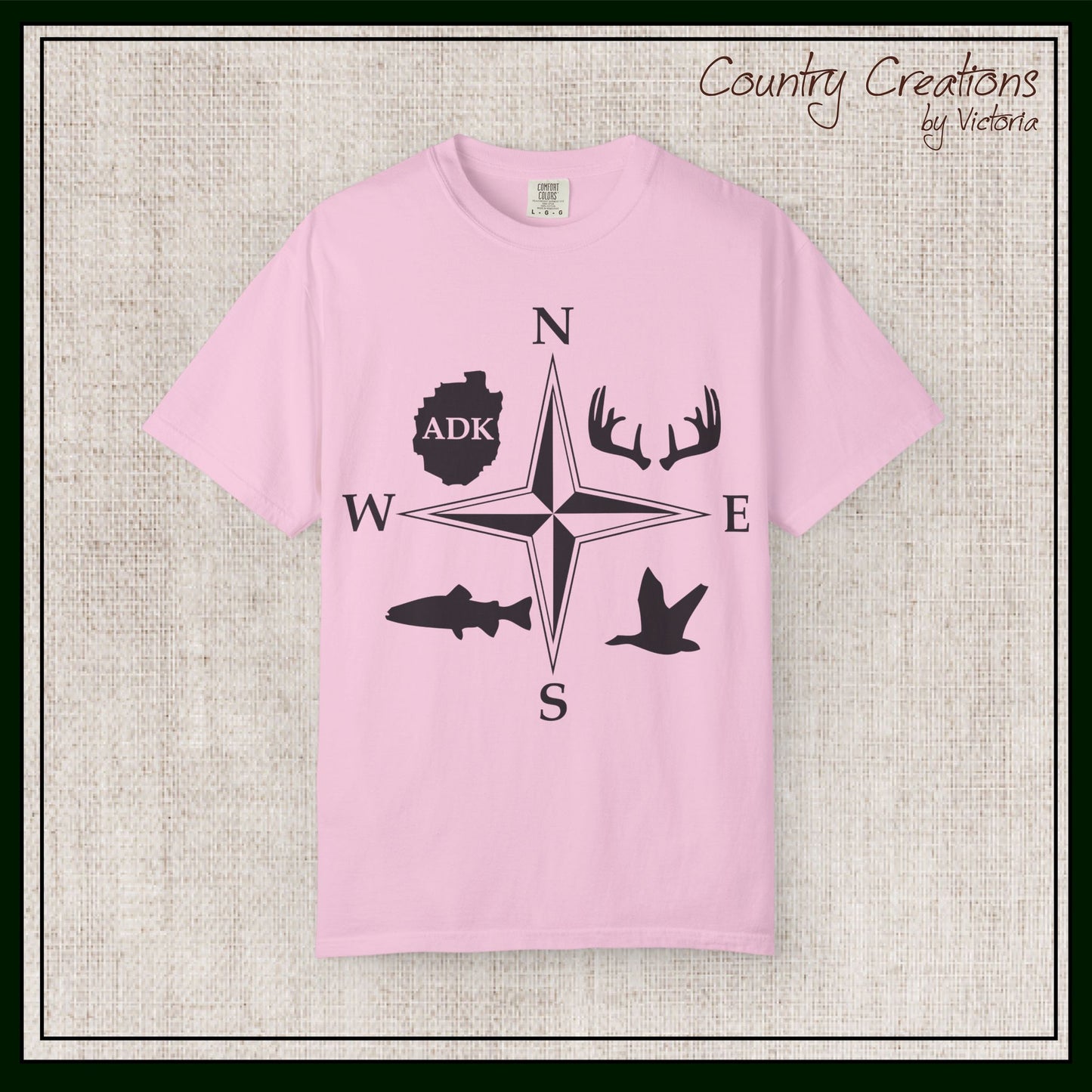 Adirondack Adventurers Compass Comfort Colors Short Sleeve Unisex T-Shirt - ADK Hunters Compass (P6027)
