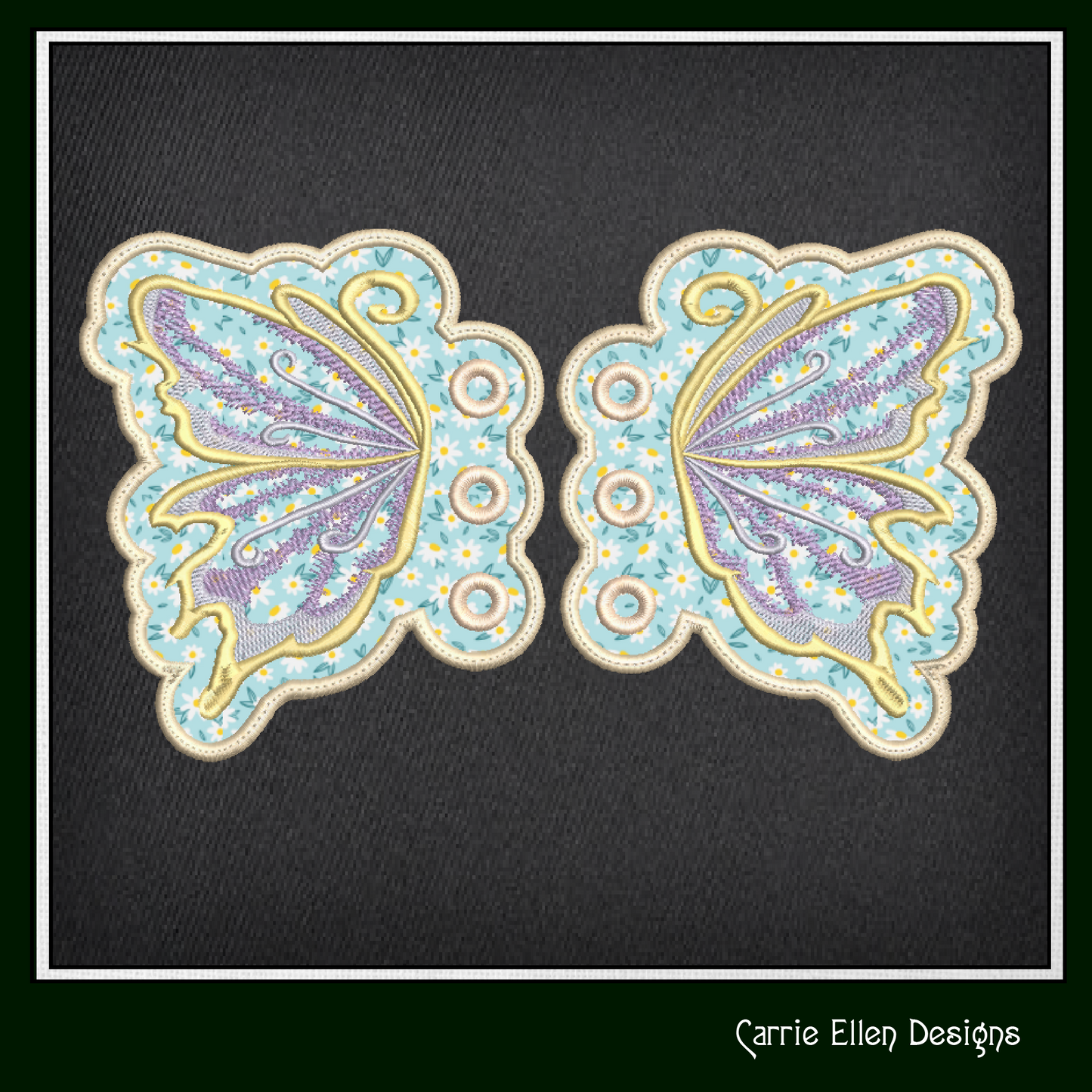 Butterfly ITH Shoe Wing Charms – In The Hoop Embroidery Design for Shoes and Boots – 4x4 & 5x7 Hoop Sizes (1258)
