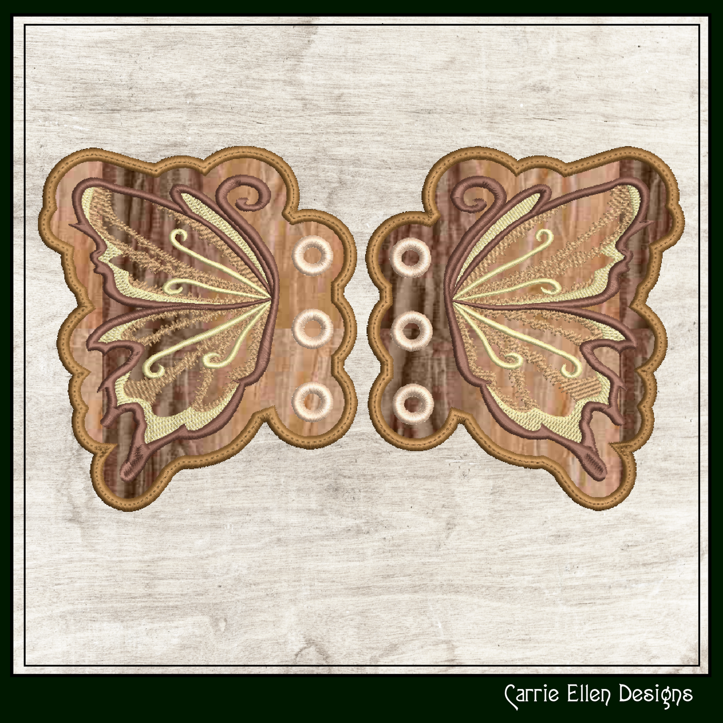 Butterfly ITH Shoe Wing Charms – In The Hoop Embroidery Design for Shoes and Boots – 4x4 & 5x7 Hoop Sizes (1258)