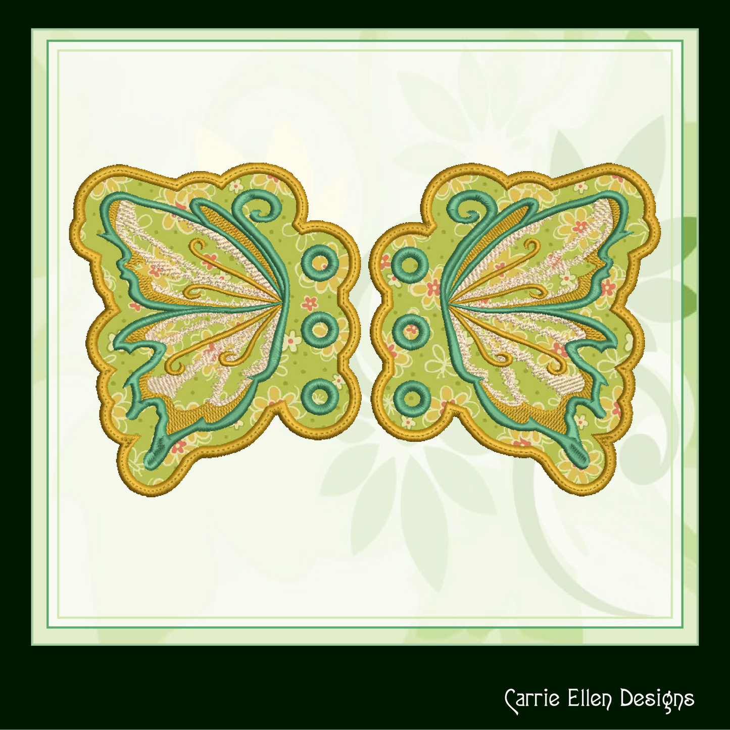 Butterfly ITH Shoe Wing Charms – In The Hoop Embroidery Design for Shoes and Boots – 4x4 & 5x7 Hoop Sizes (1258)