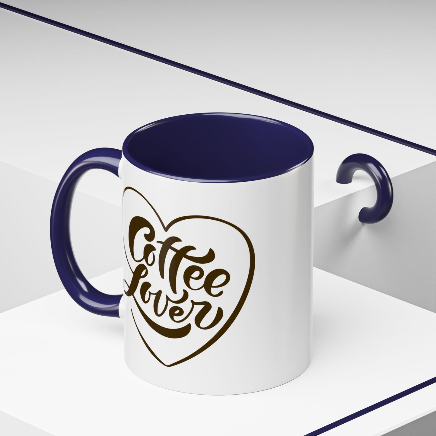 Coffee Lover Color Accent Ceramic Mug – Cute Printed Coffee Gift for Coffeeholics, Baristas, and Caffeine Addicts (P-6061)