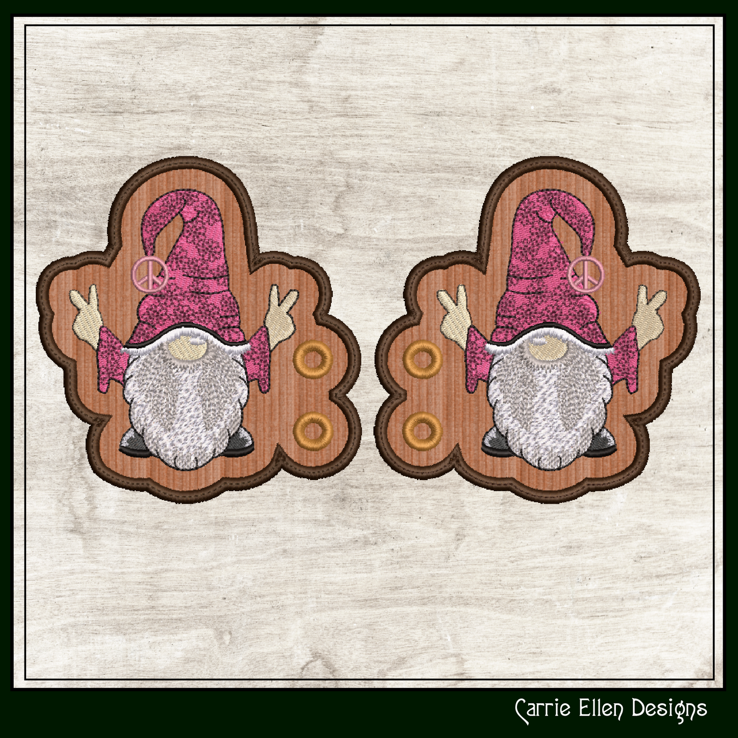 Hippie Gnome ITH Shoe Wings – In The Hoop Embroidery Design for Shoes and Boots – 4x4 & 5x7 Hoop Sizes (1273)