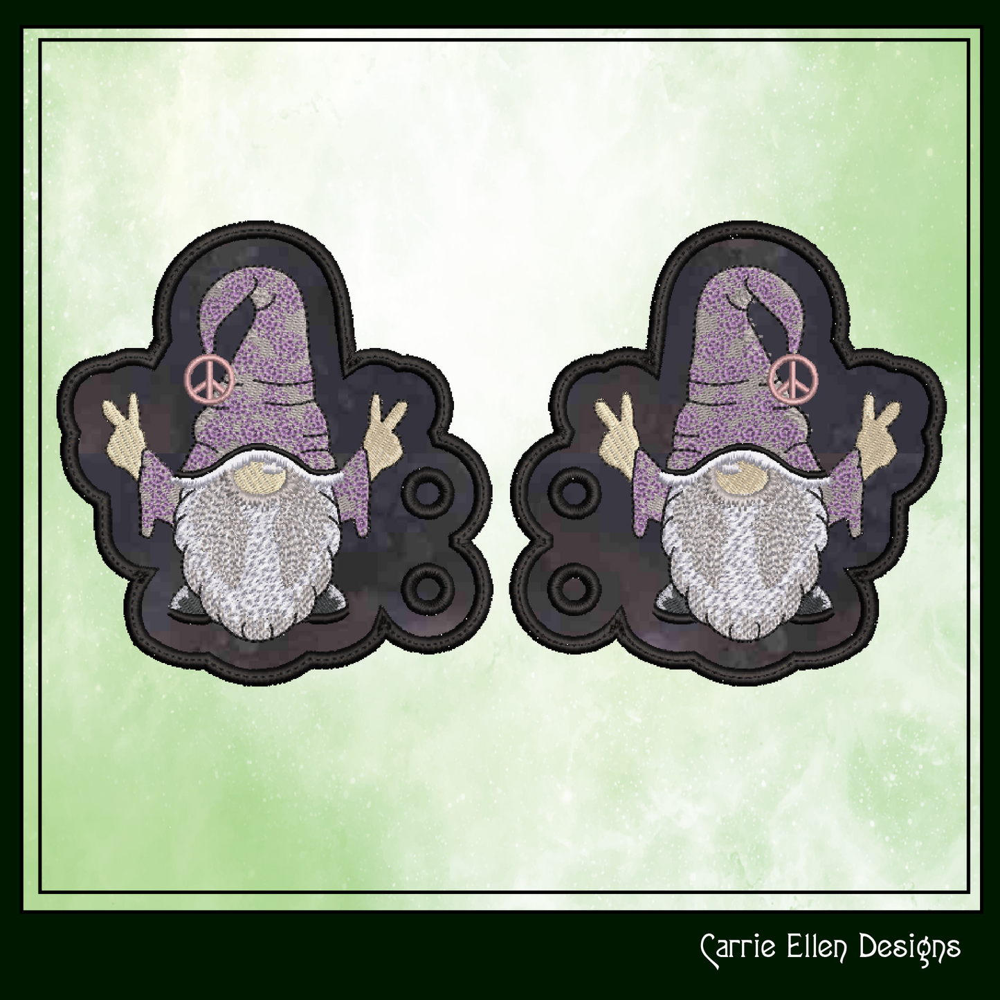 Hippie Gnome ITH Shoe Wings – In The Hoop Embroidery Design for Shoes and Boots – 4x4 & 5x7 Hoop Sizes (1273)