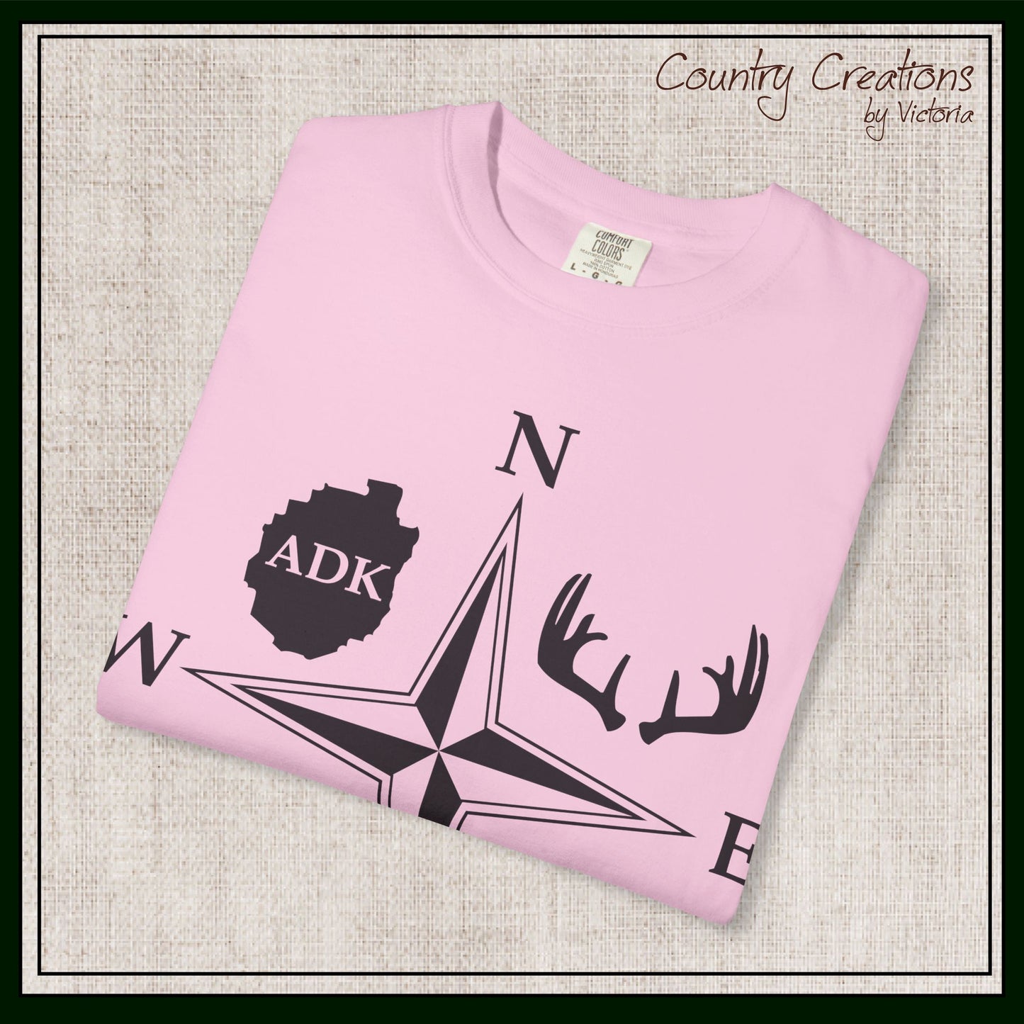 Adirondack Adventurers Compass Comfort Colors Short Sleeve Unisex T-Shirt - ADK Hunters Compass (P6027)