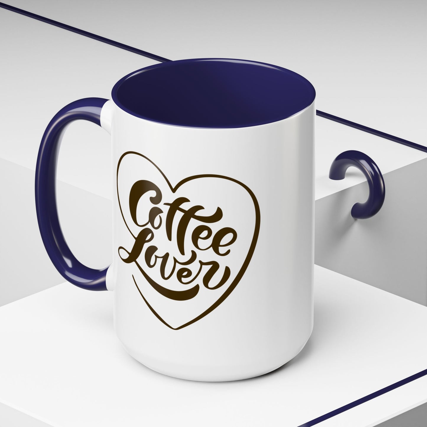 Coffee Lover Color Accent Ceramic Mug – Cute Printed Coffee Gift for Coffeeholics, Baristas, and Caffeine Addicts (P-6061)