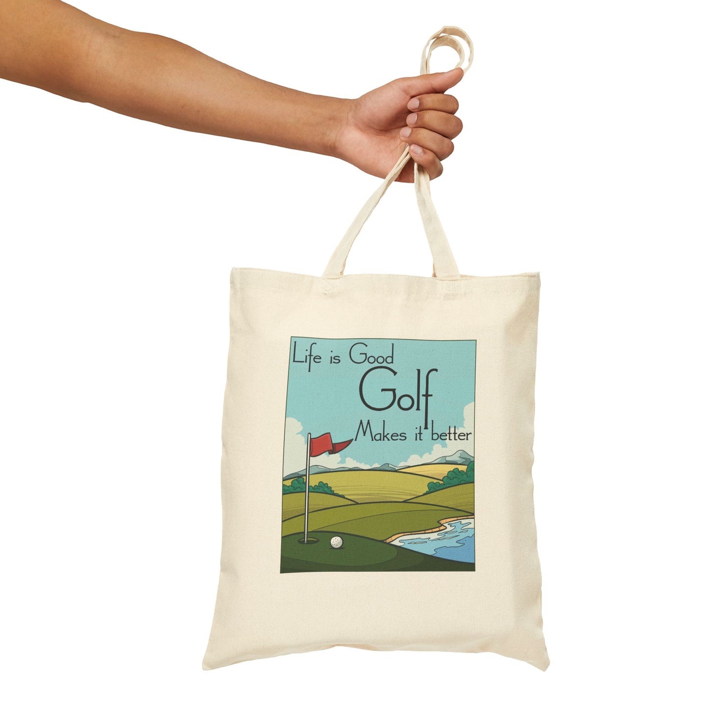 Life is Good, Golf Makes it Better Cotton Canvas Tote Bag – Eco-Friendly Reusable Golf Tote, Perfect Gift for Golf Lovers