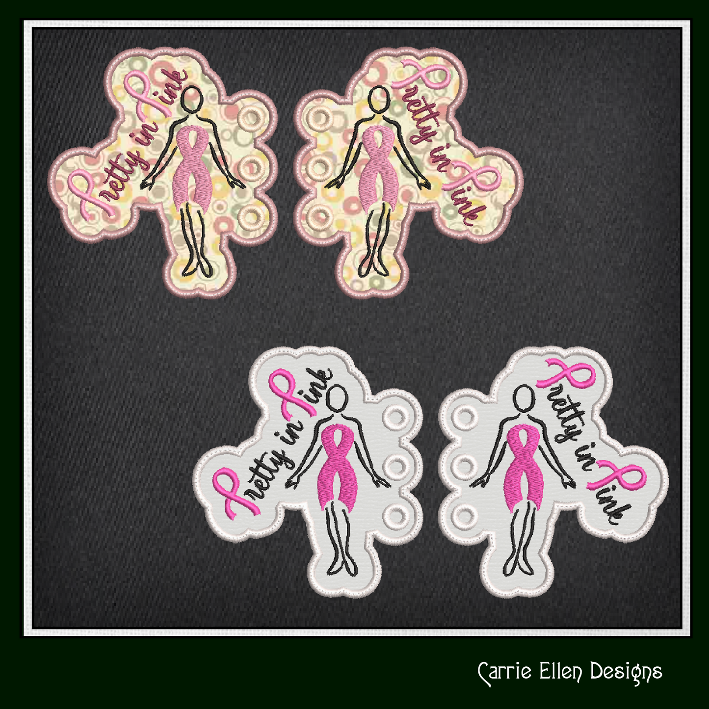 Breast Cancer Awareness ITH Shoe Wing Charms – Pretty in Pink Wings for Shoes and Boots – In The Hoop Embroidery Design (4x4 & 5x7 Hoop) (1297)