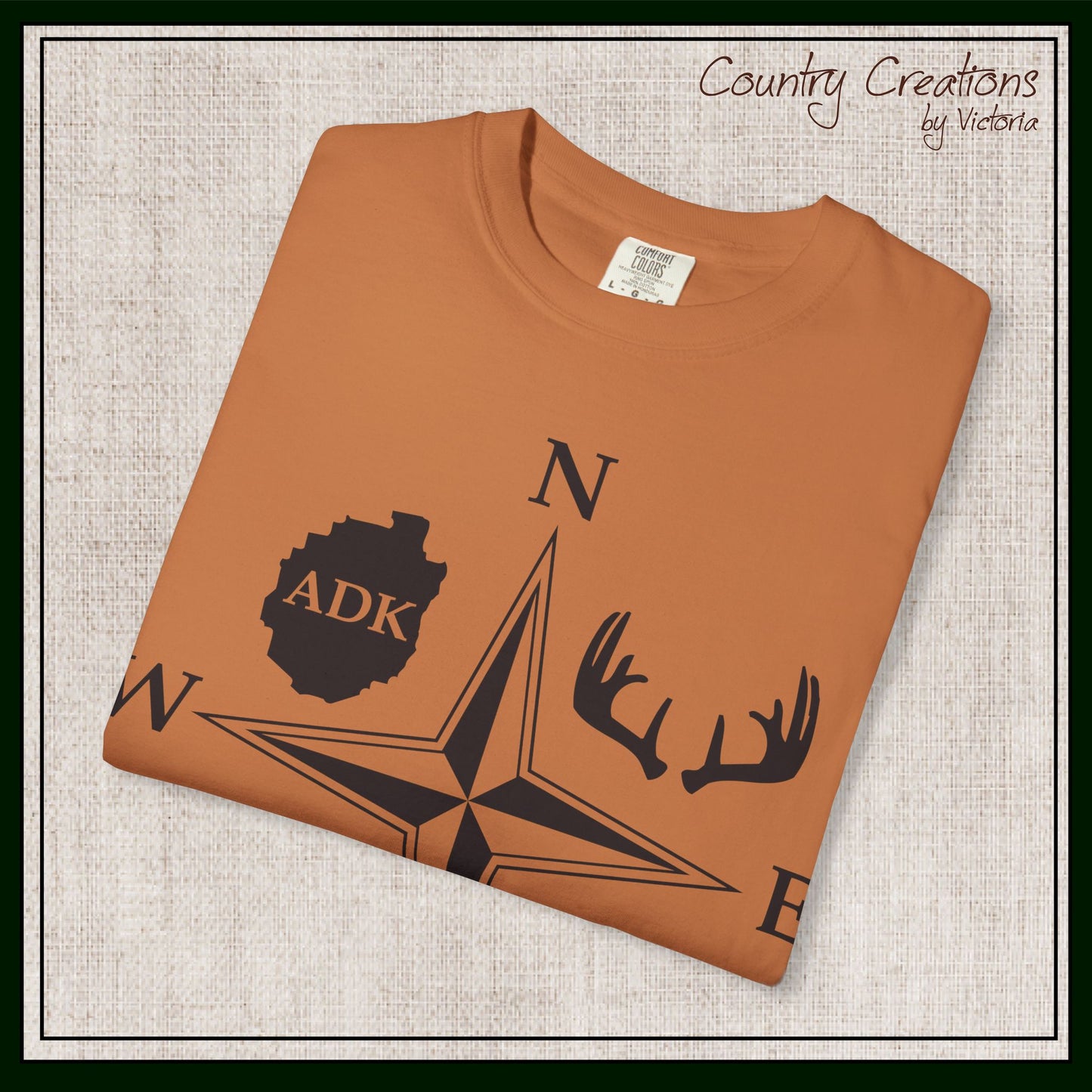 Adirondack Adventurers Compass Comfort Colors Short Sleeve Unisex T-Shirt - ADK Hunters Compass (P6027)