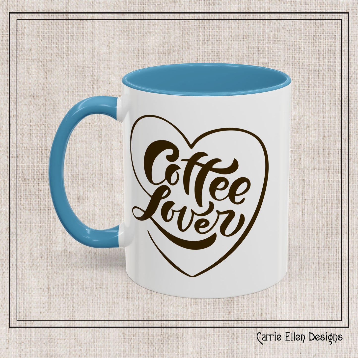 Coffee Lover Color Accent Ceramic Mug – Cute Printed Coffee Gift for Coffeeholics, Baristas, and Caffeine Addicts (P-6061)