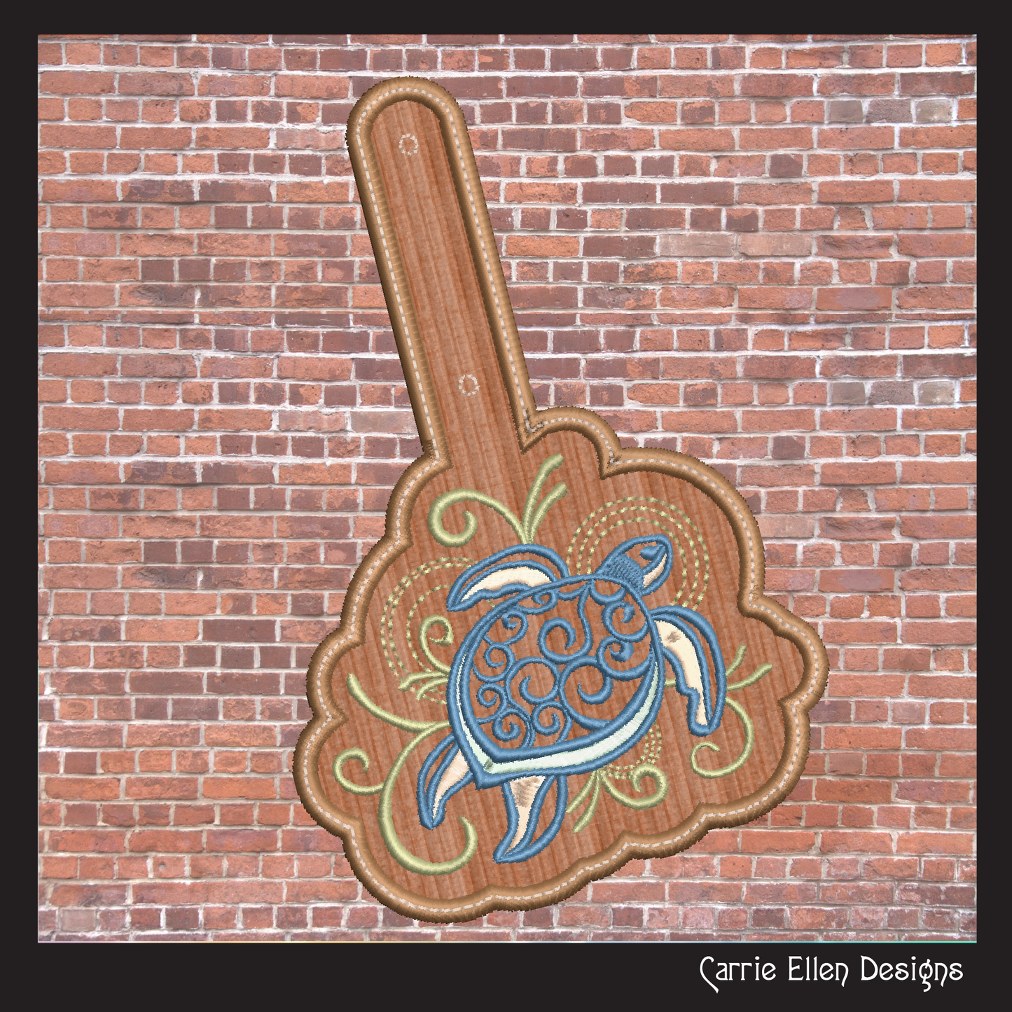 Sea Turtle ITH Key Fob Machine Embroidery Design | Ocean Turtle Key Tag In The Hoop Project (1343)