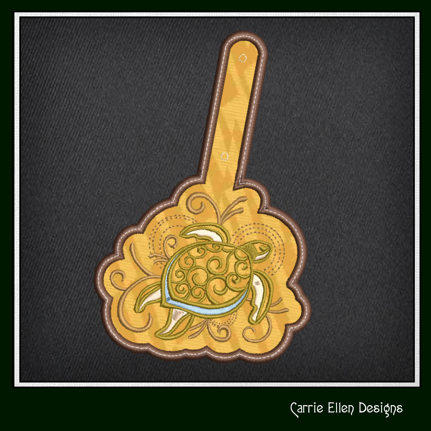 Sea Turtle ITH Key Fob Machine Embroidery Design | Ocean Turtle Key Tag In The Hoop Project (1343)