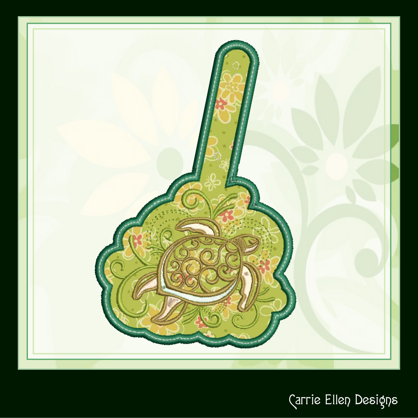 Sea Turtle ITH Key Fob Machine Embroidery Design | Ocean Turtle Key Tag In The Hoop Project (1343)